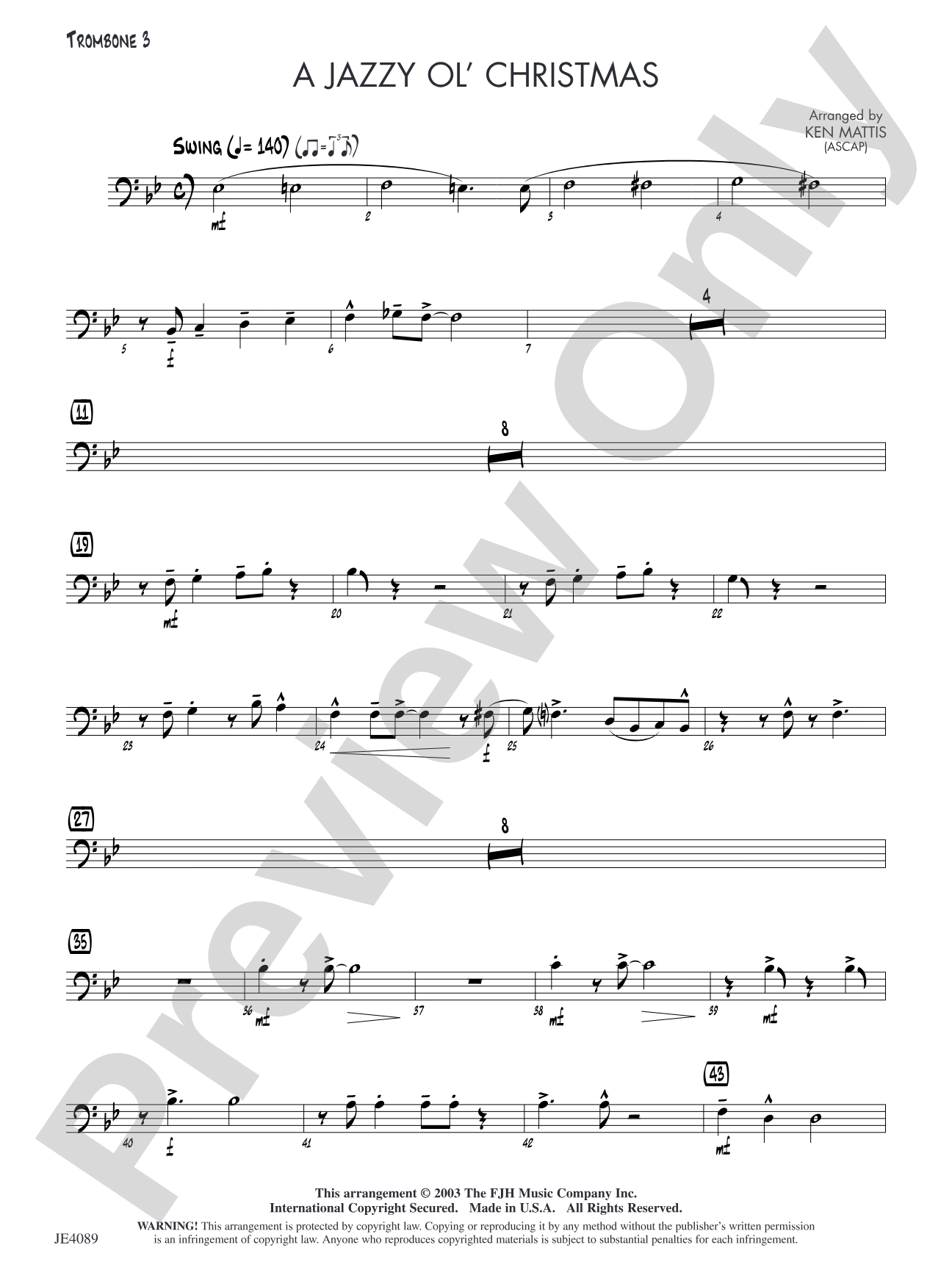 A Jazzy Ol' Christmas: Optional Trombone 3