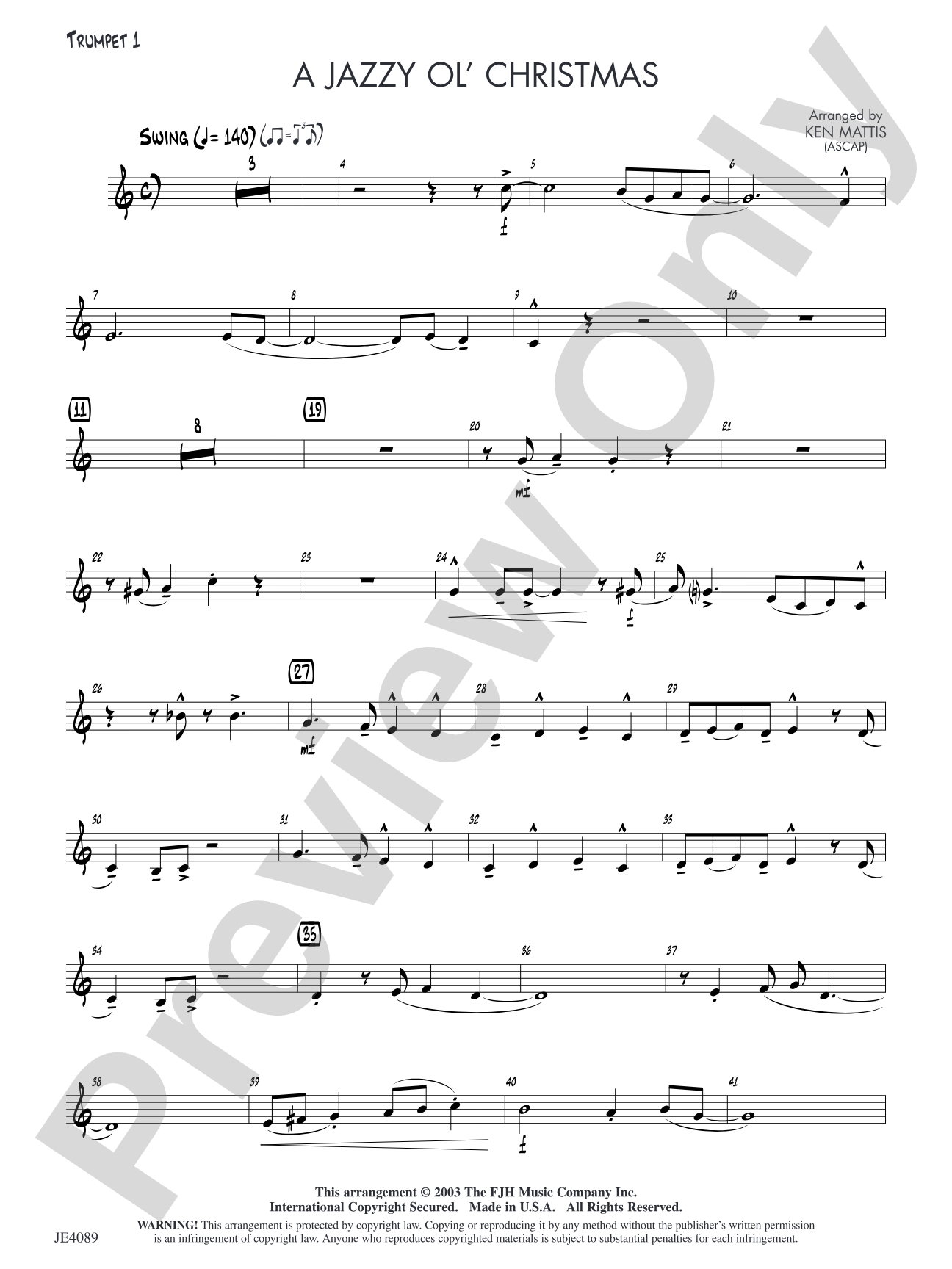A Jazzy Ol' Christmas: Trumpet 1