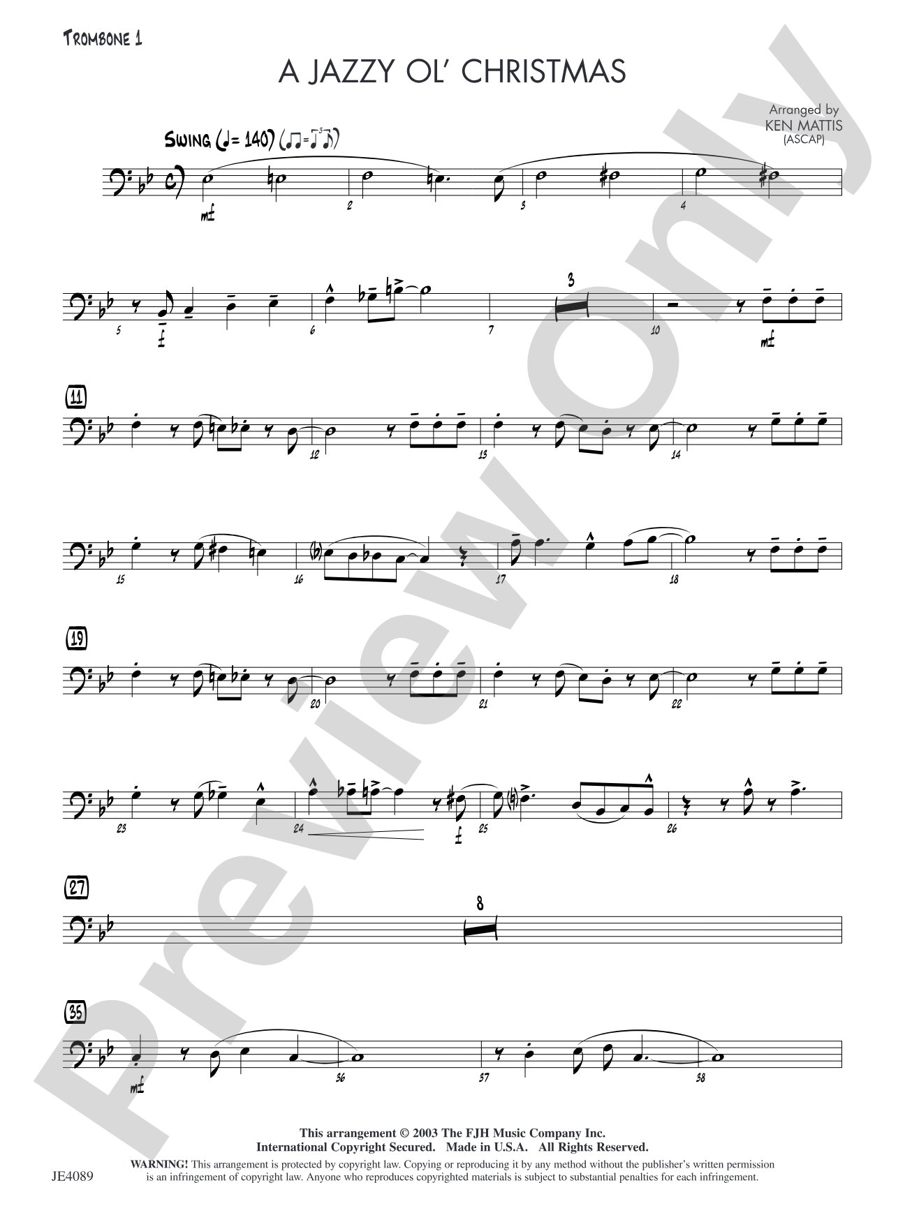 A Jazzy Ol' Christmas: Trombone 1