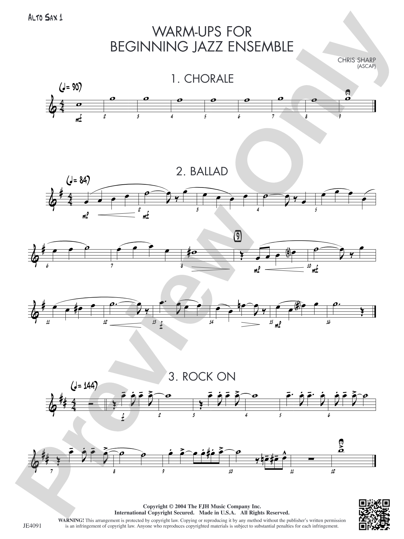 Warm-ups for Beginning Jazz Ensemble: Alto Sax 1