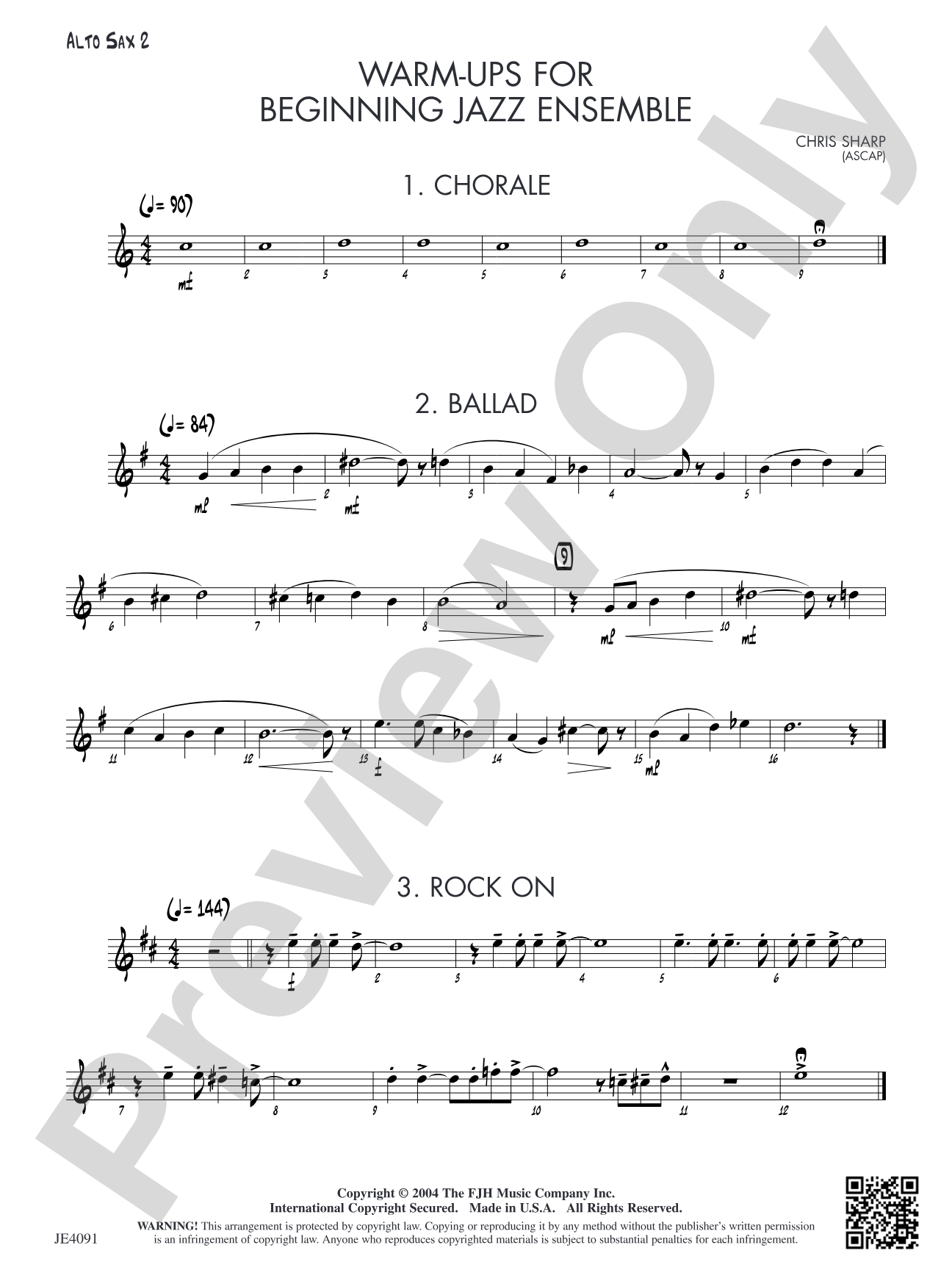 Warm-ups for Beginning Jazz Ensemble: Alto Sax 2