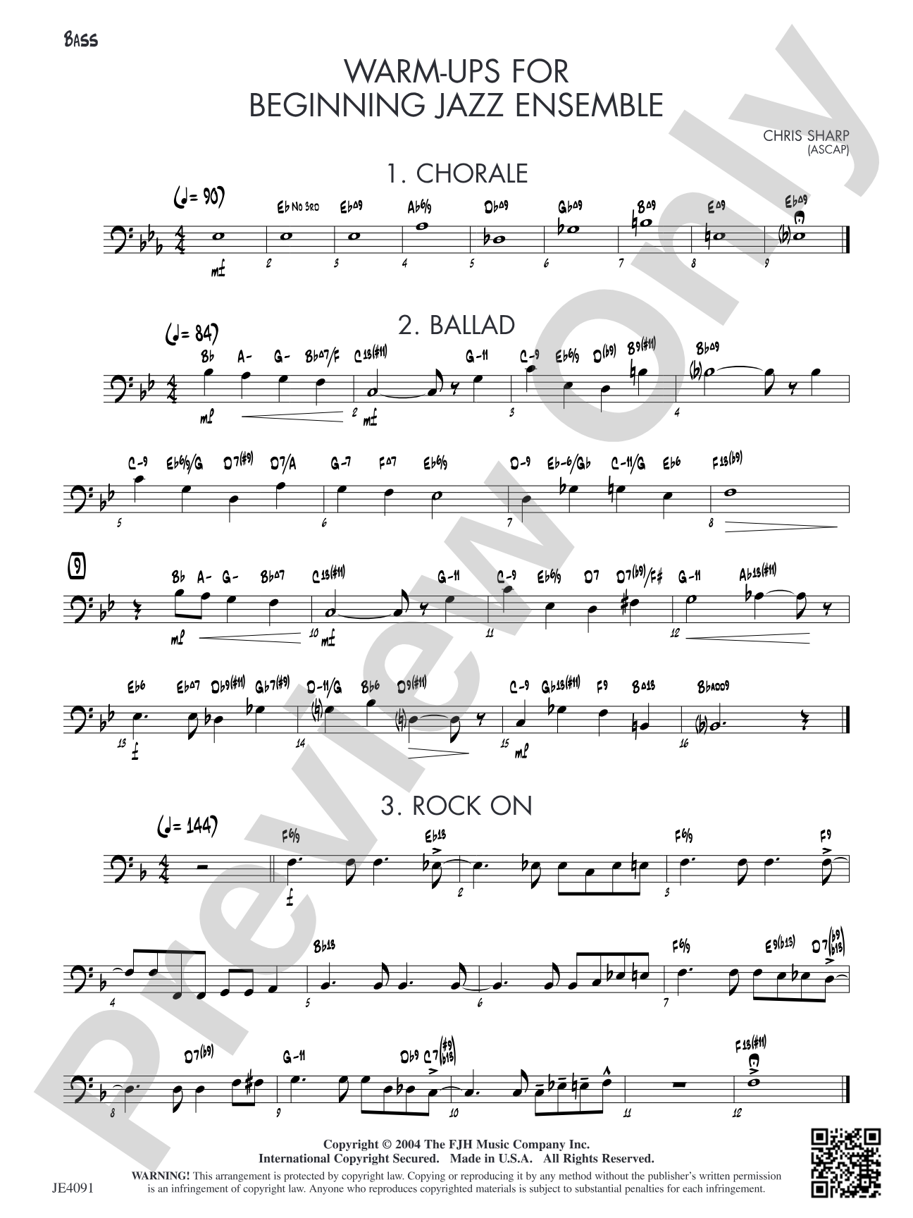 Warm-ups for Beginning Jazz Ensemble: Bass
