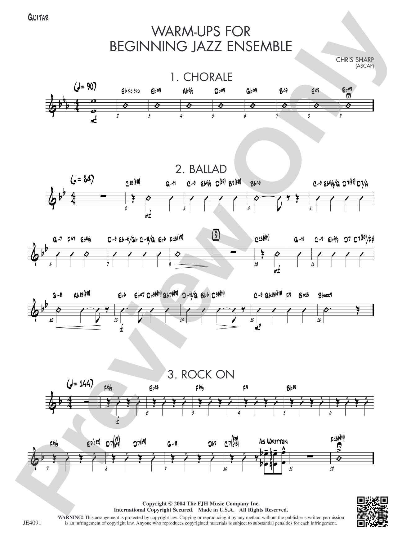 Warm-ups for Beginning Jazz Ensemble: Guitar