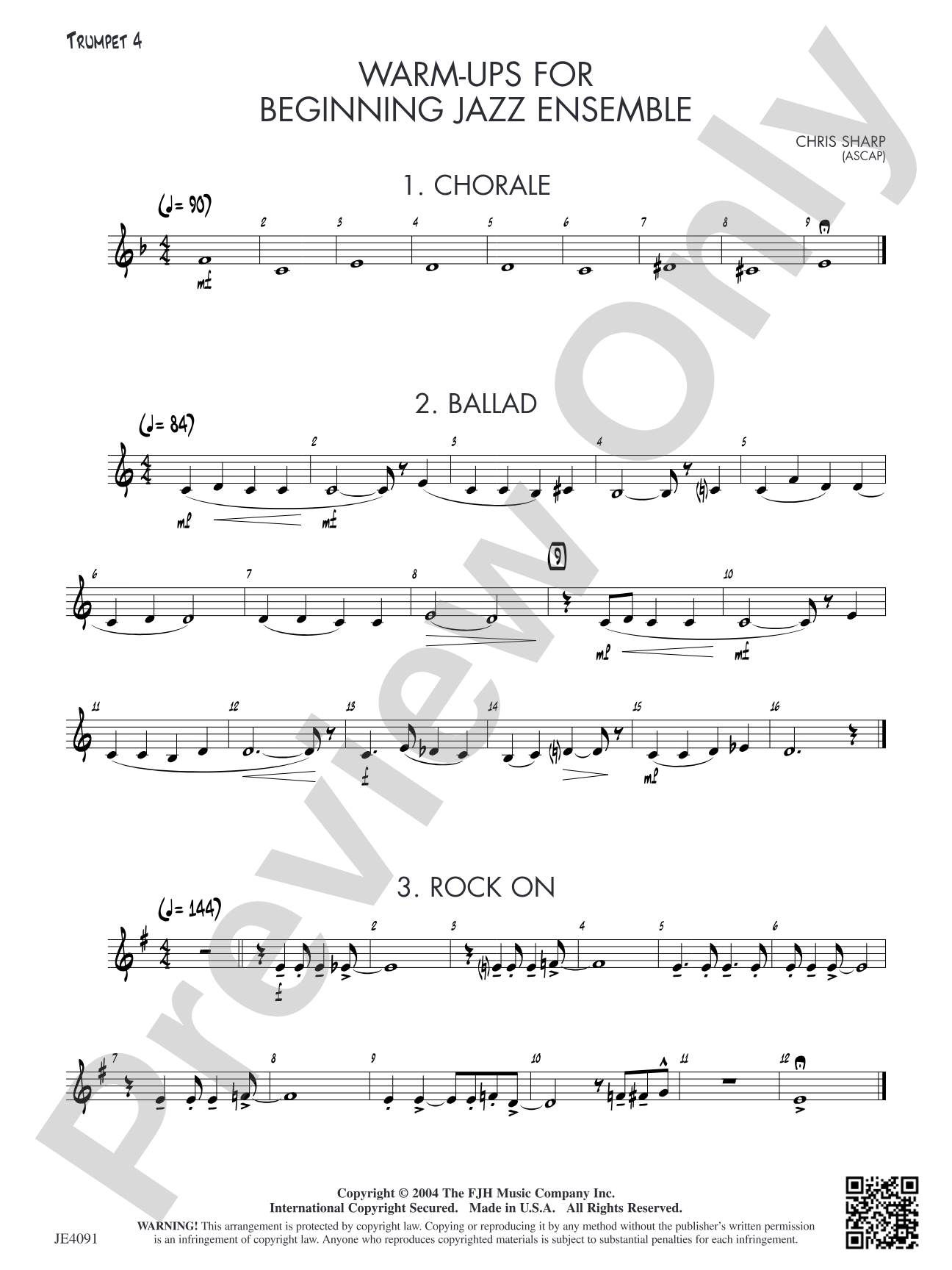 Warm-ups for Beginning Jazz Ensemble: Opt. Trumpet 4