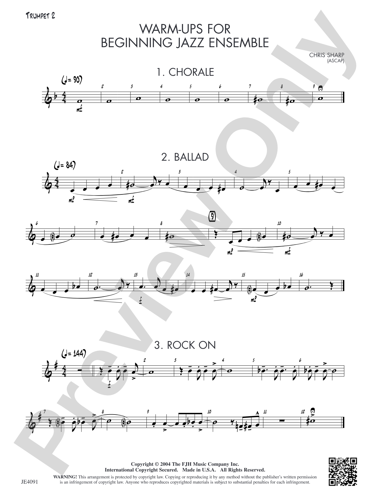 Warm-ups for Beginning Jazz Ensemble: Trumpet 2