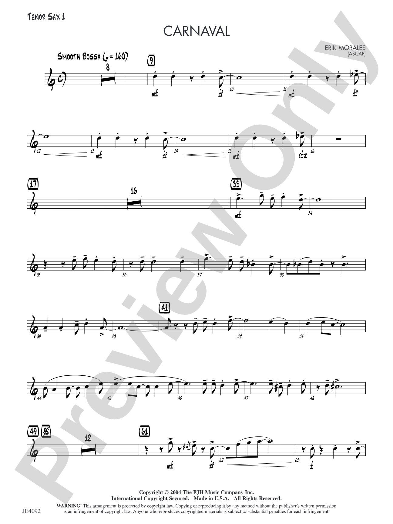 Carnaval: Tenor Sax 1