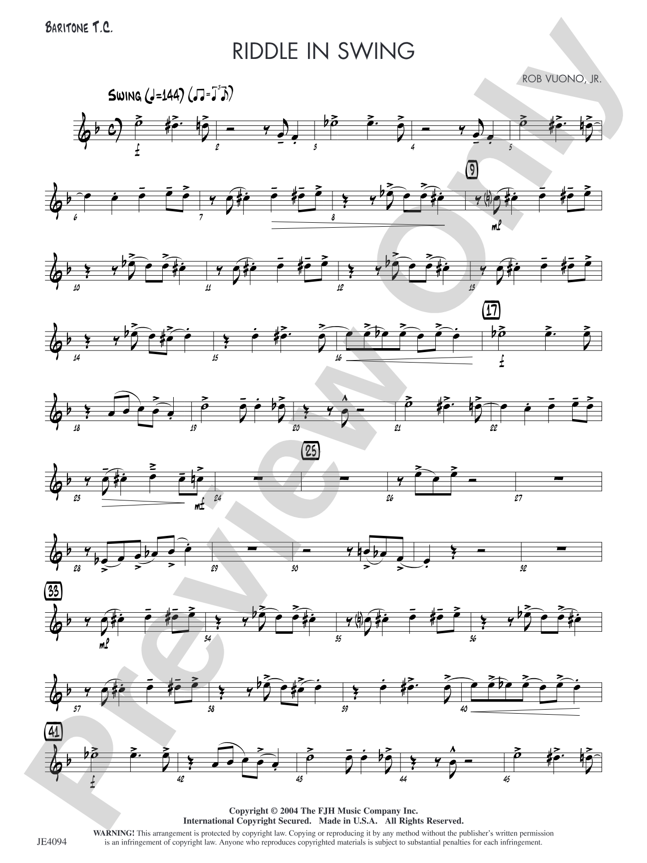 Riddle in Swing: Baritone T.C. (Alternate Part)