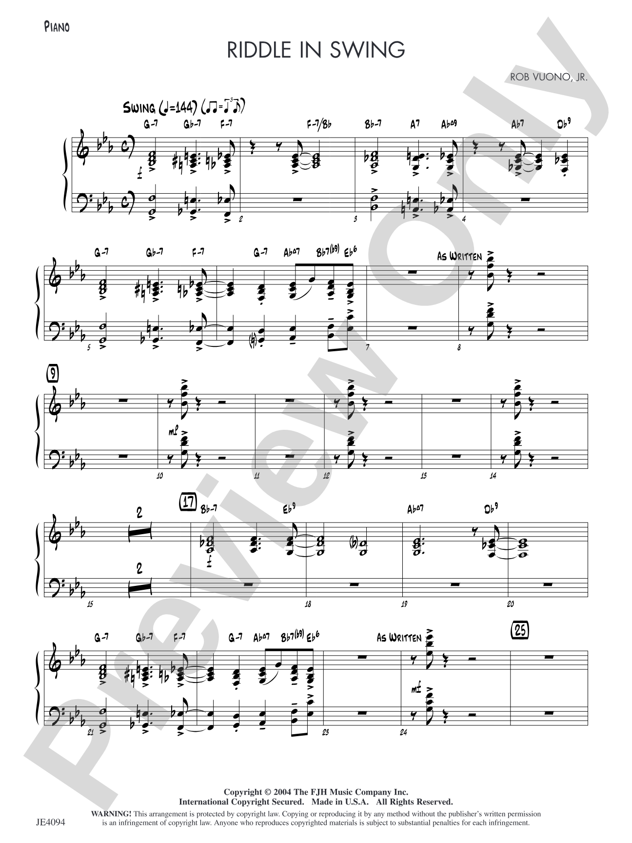 Riddle in Swing: Piano
