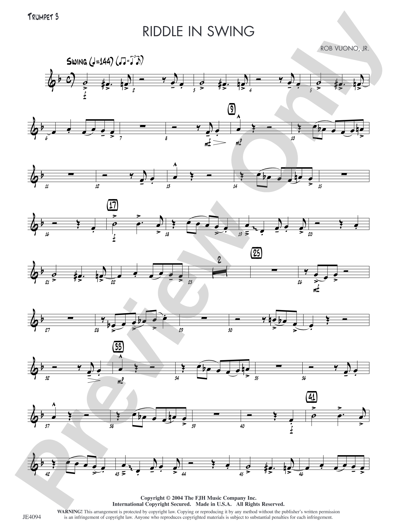 Riddle in Swing: Opt. Trumpet 3