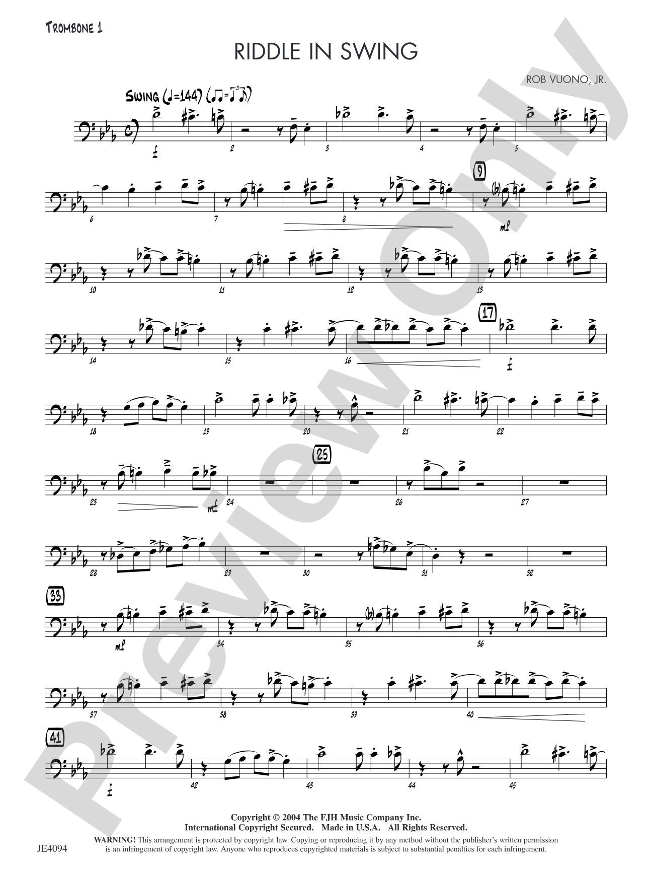 Riddle in Swing: Trombone 1