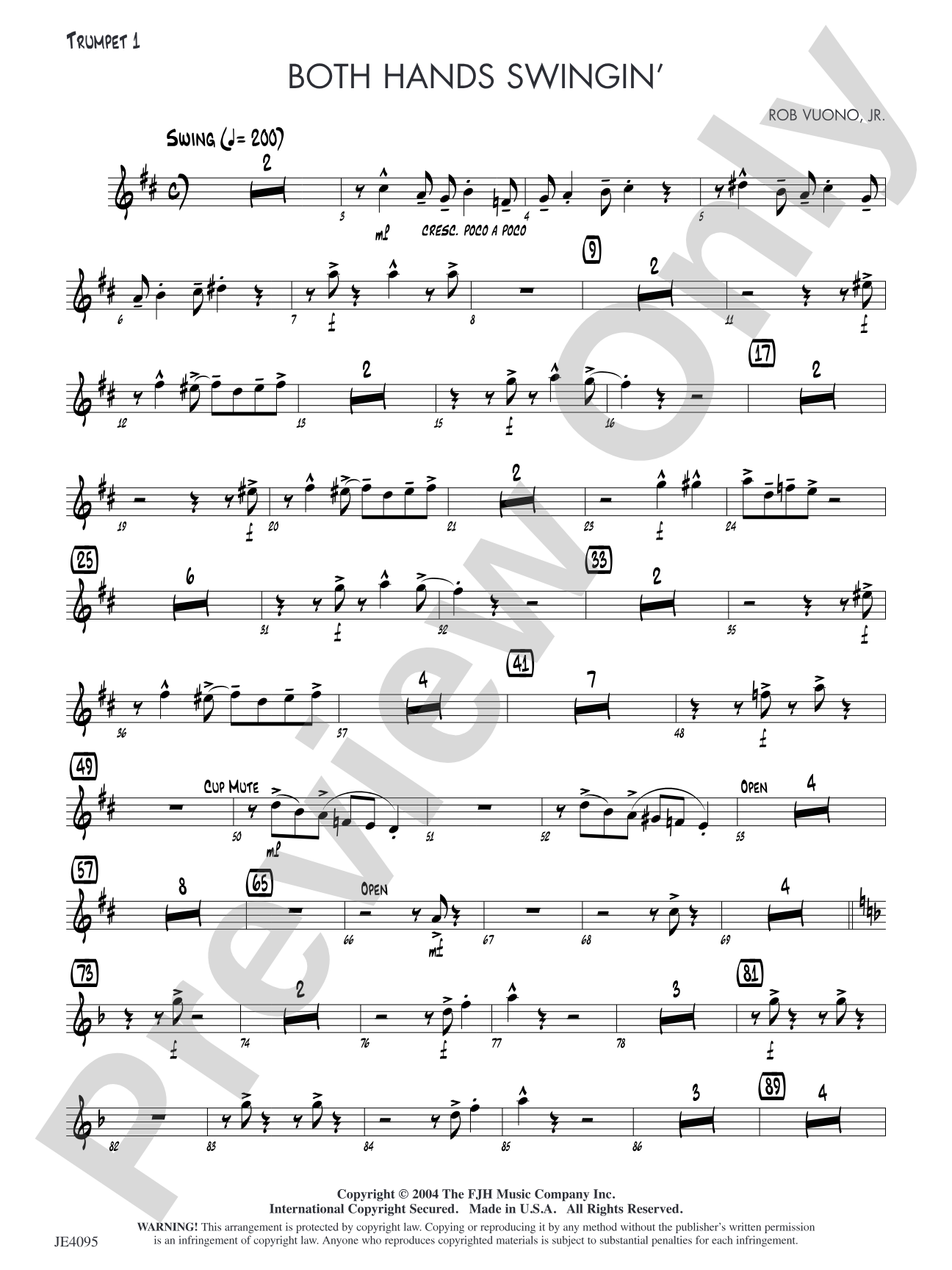 Both Hands Swingin': Trumpet 1