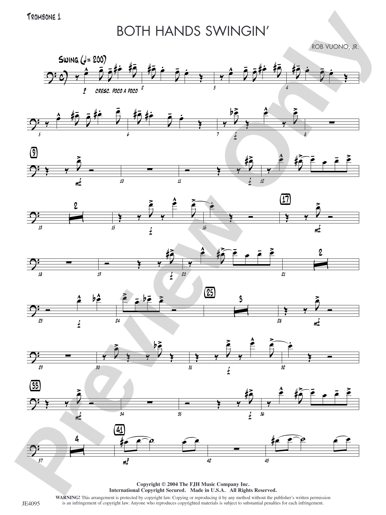 Both Hands Swingin': Trombone 1