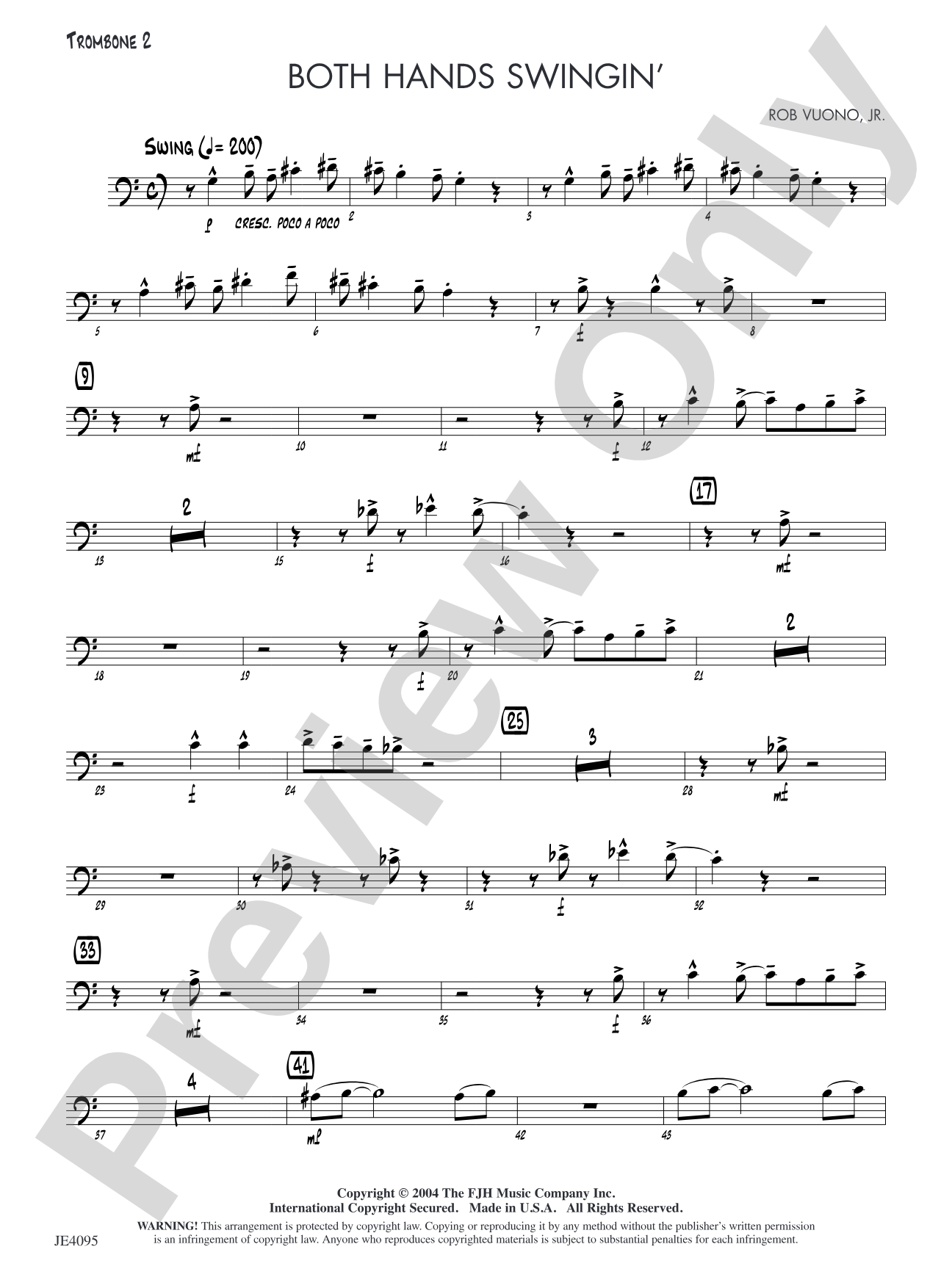 Both Hands Swingin': Trombone 2