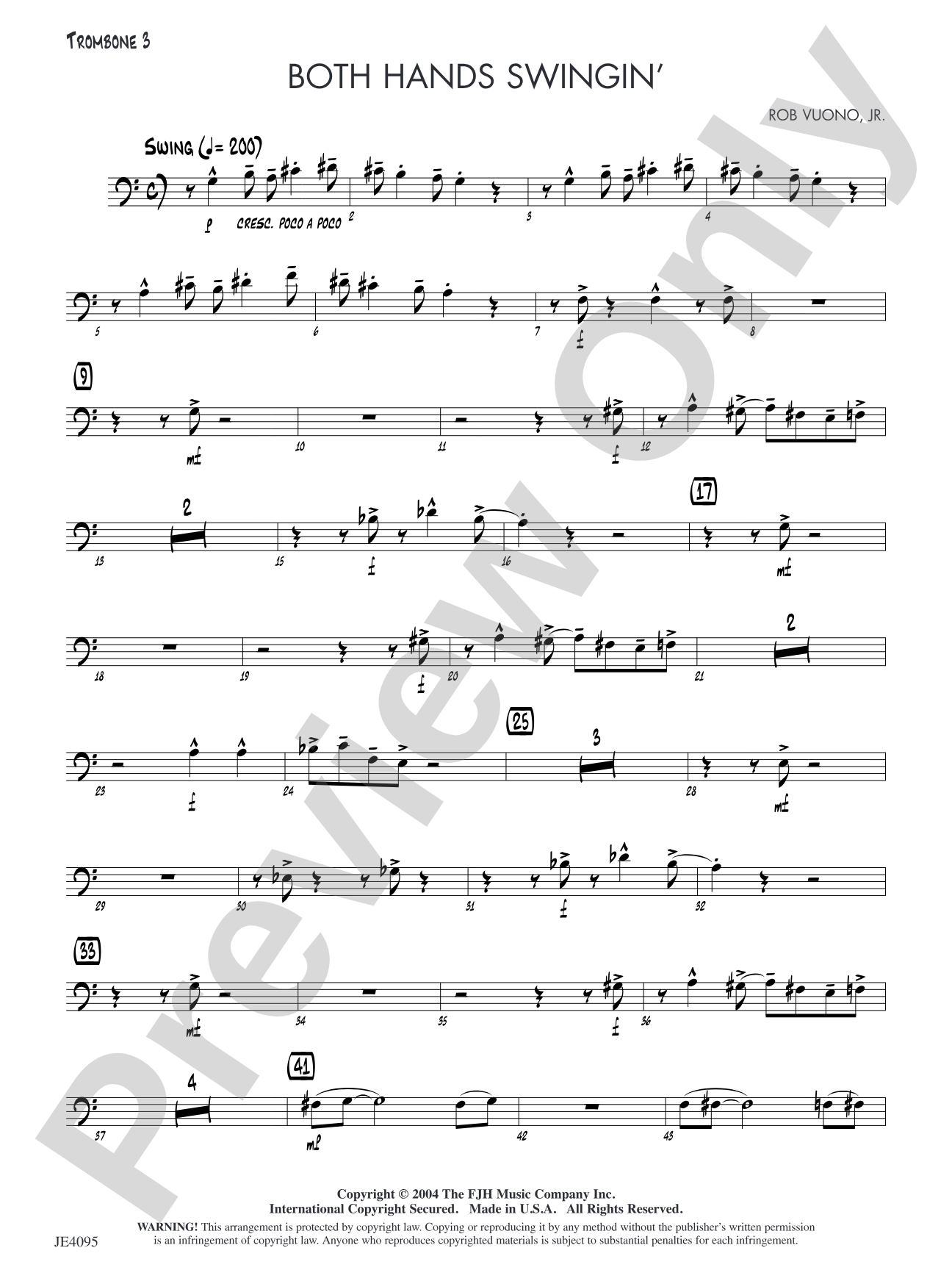 Both Hands Swingin': Trombone 3