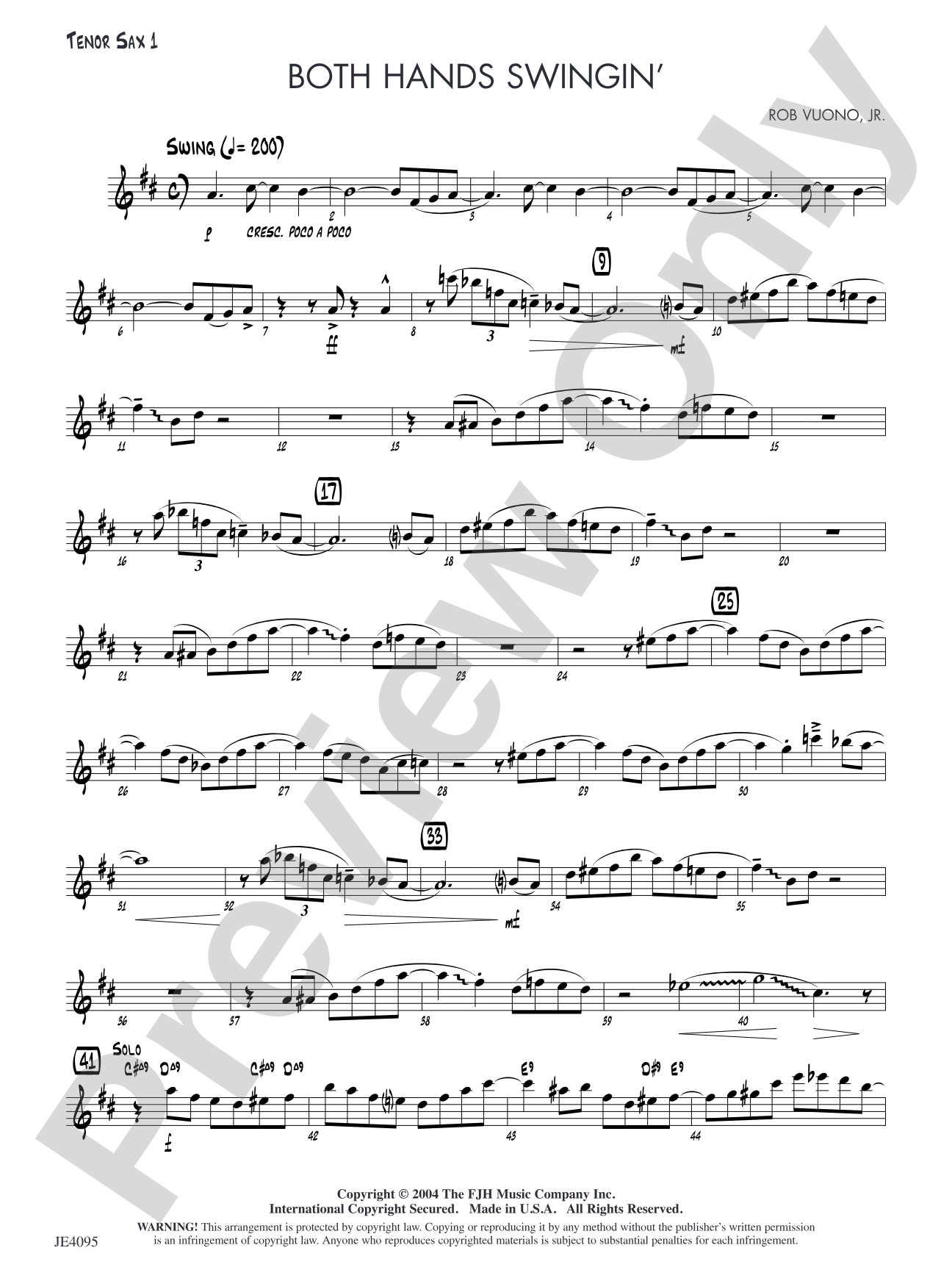 Both Hands Swingin': Tenor Sax 1