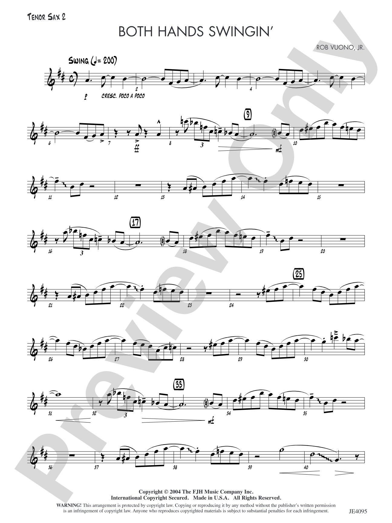 Both Hands Swingin': Tenor Sax 2
