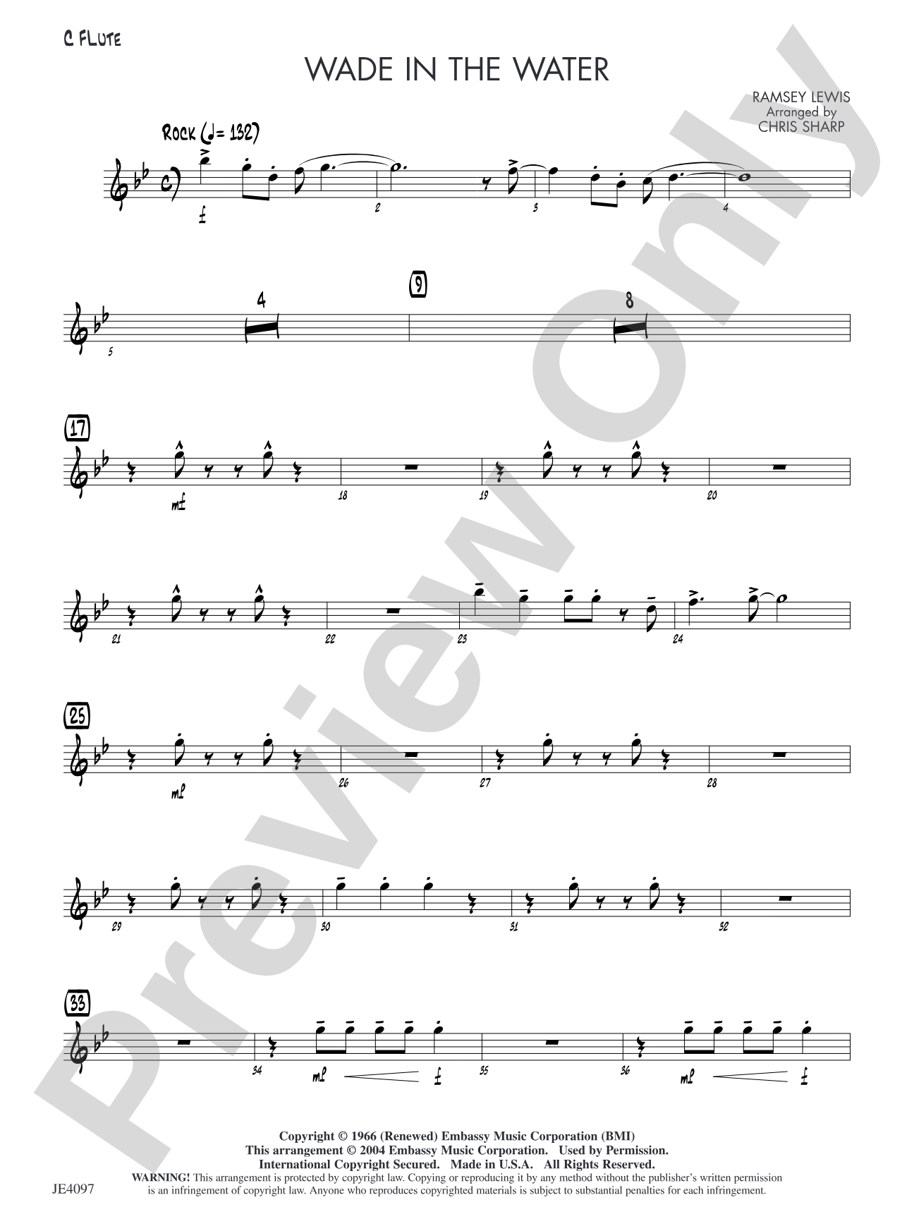 Wade in the Water: C Flute