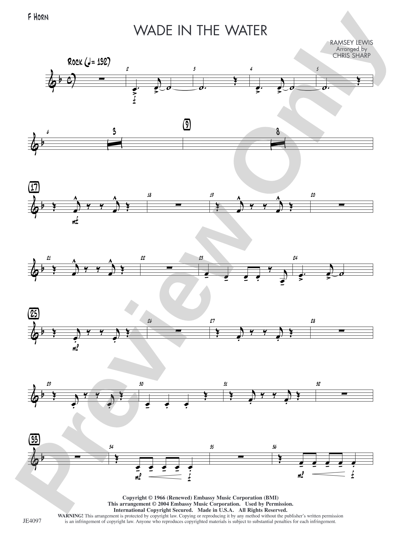 Wade in the Water: F Horn