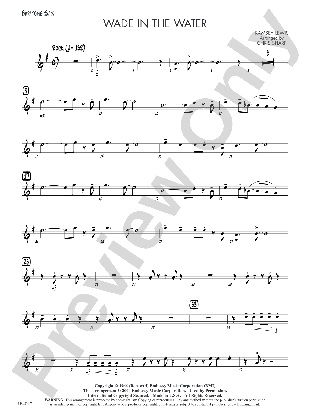 Wade in the Water: Opt. Baritone Sax