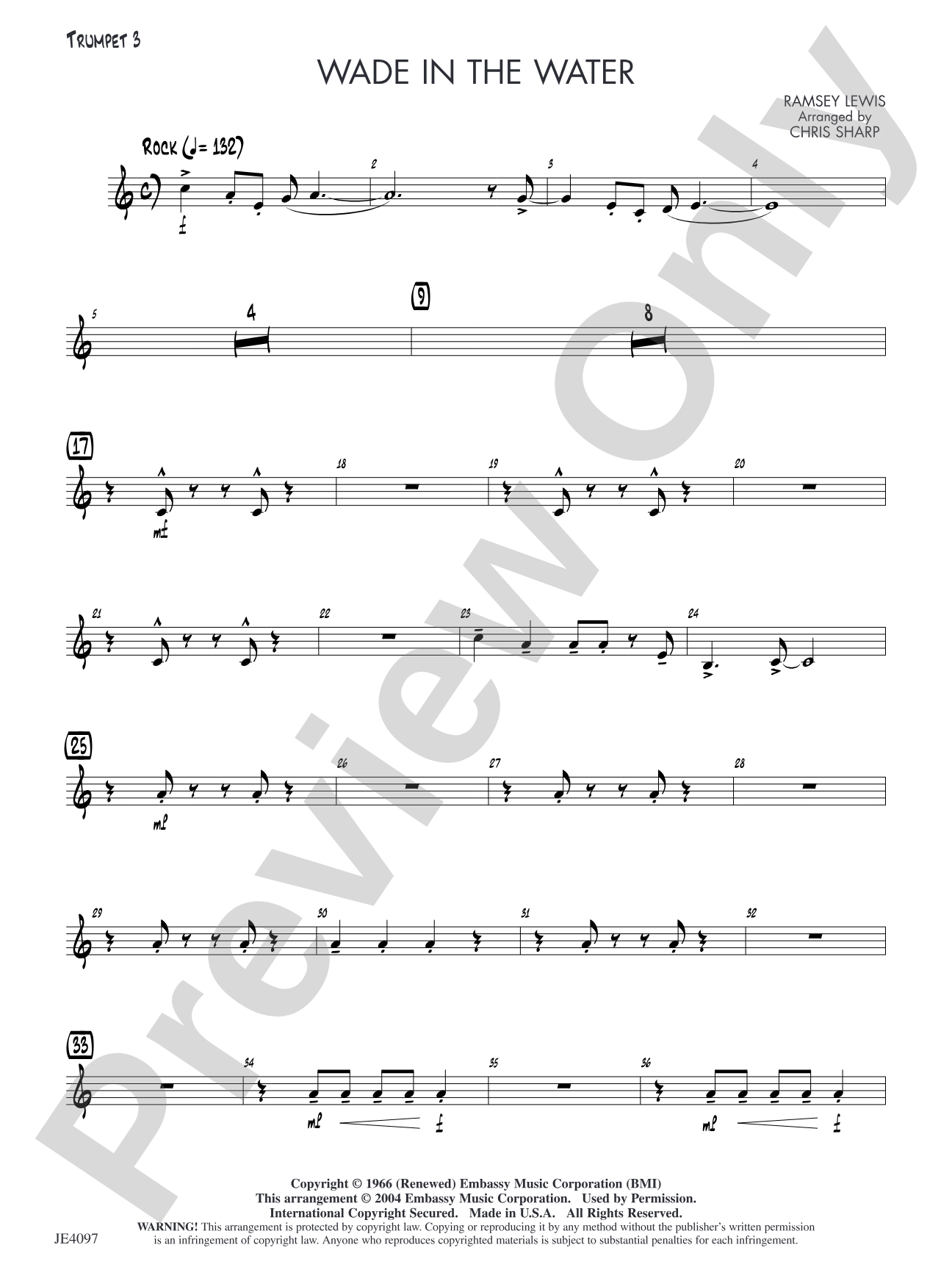 Wade in the Water: Opt. Trumpet 3