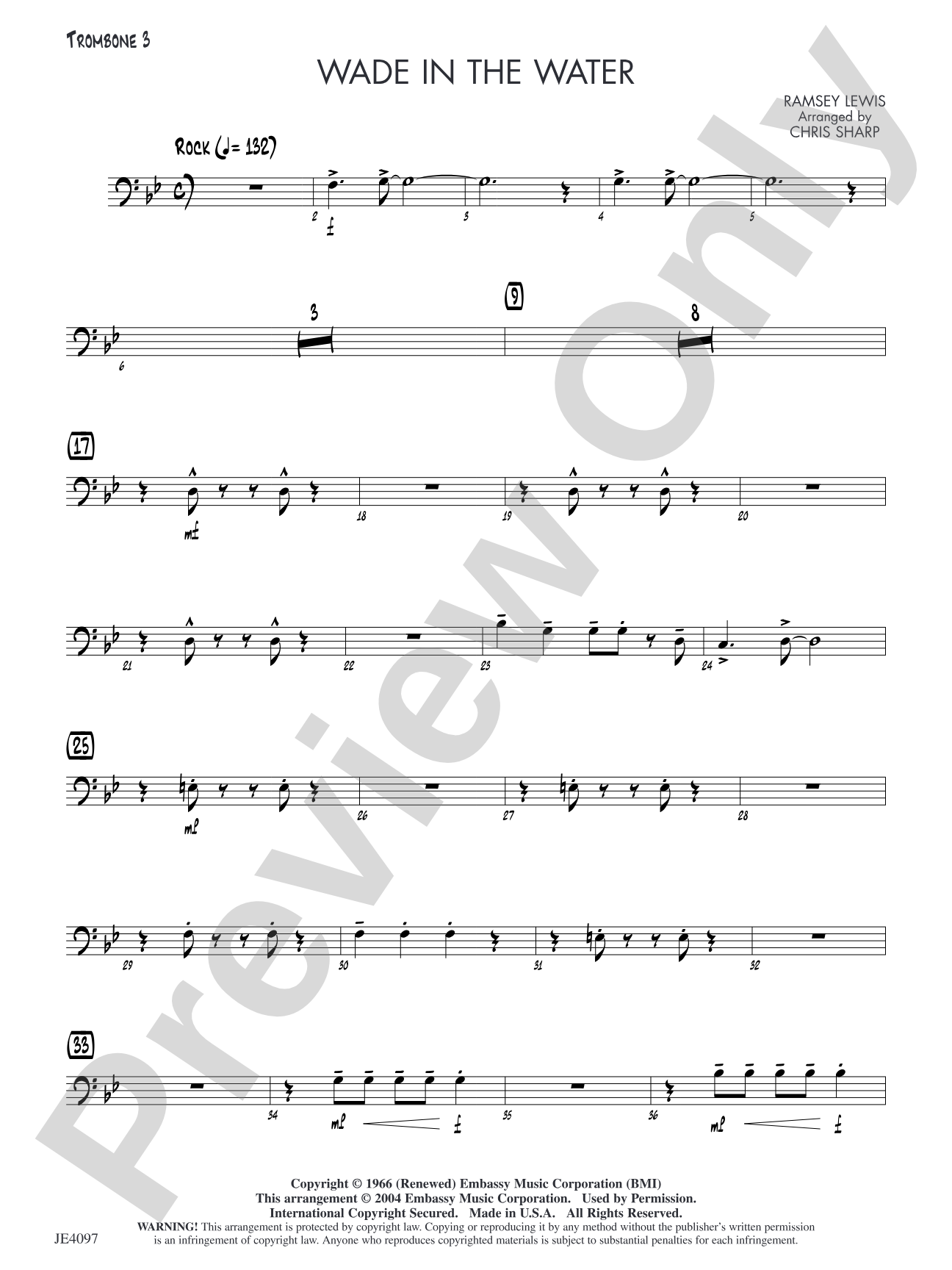 Wade in the Water: Opt. Trombone 3