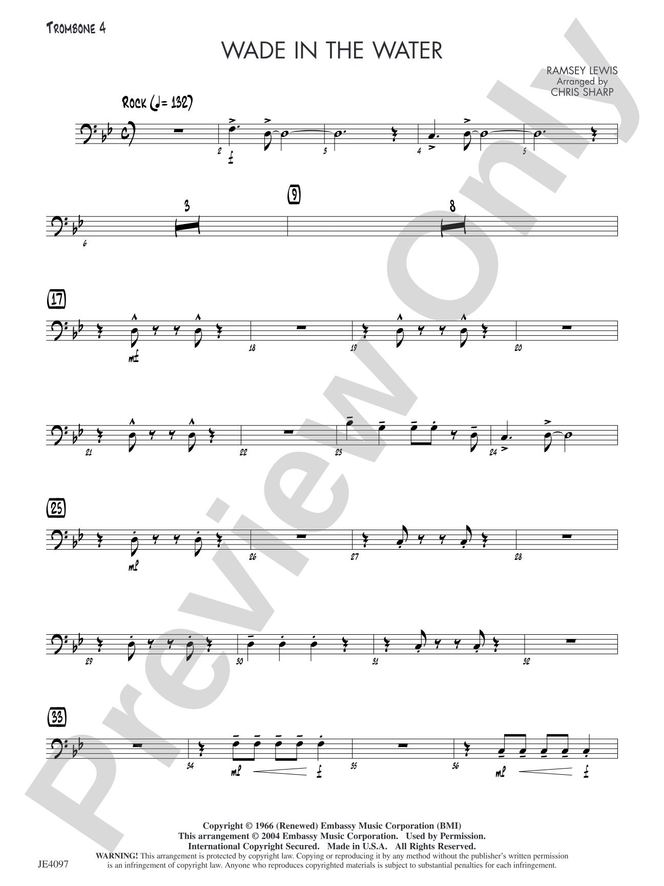 Wade in the Water: Opt. Trombone 4