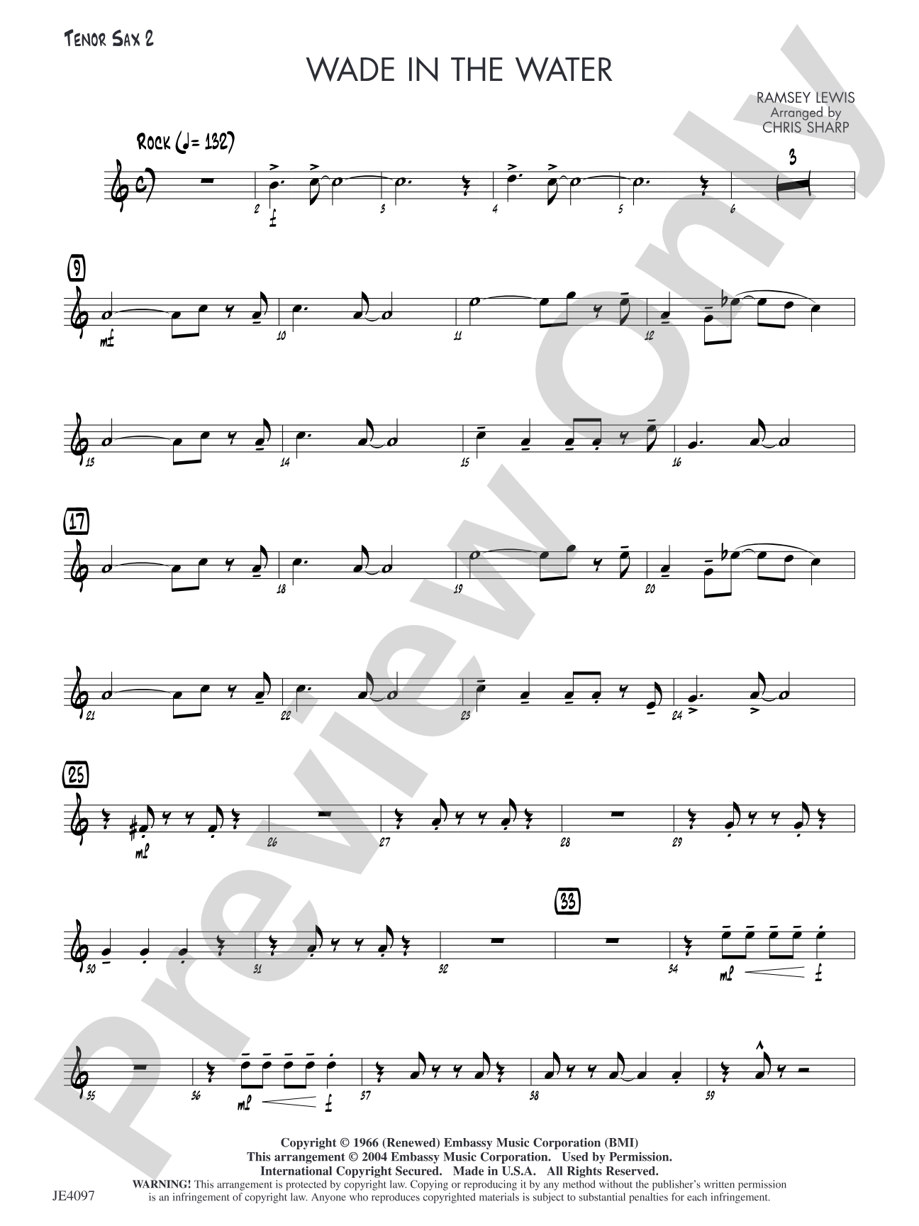 Wade in the Water: Opt. Tenor Sax 2