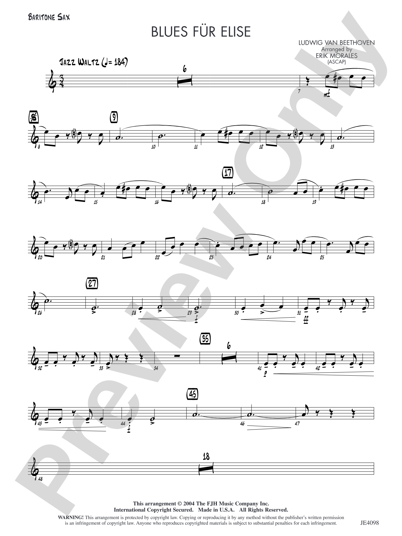 Blues für Elise: Baritone Sax