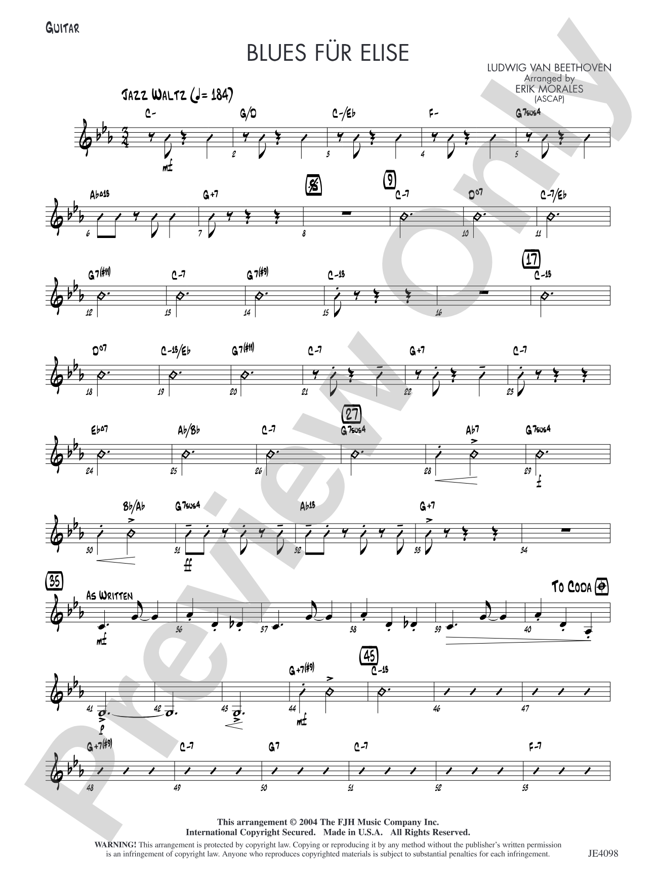 Blues für Elise: Guitar