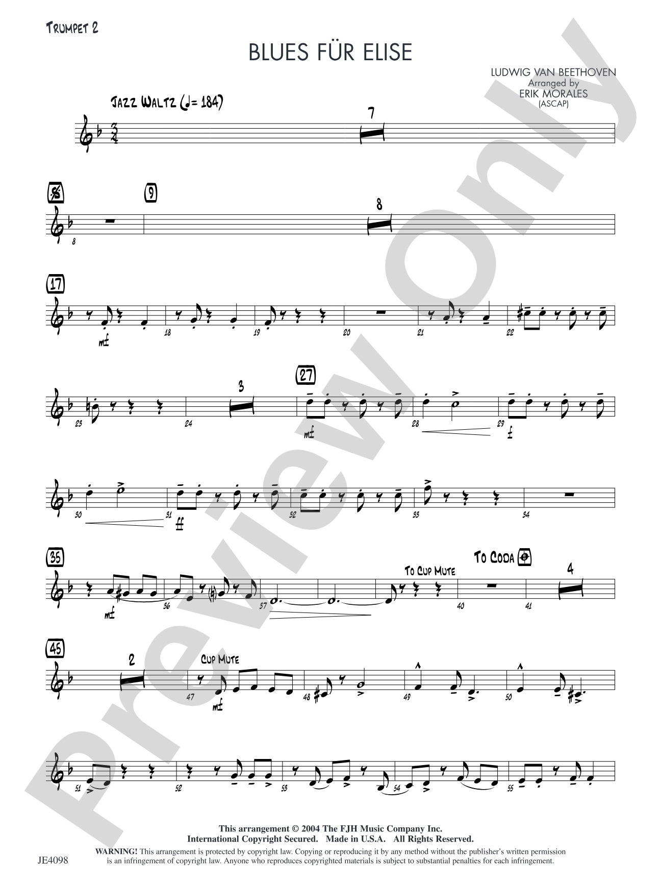 Blues für Elise: Trumpet 2