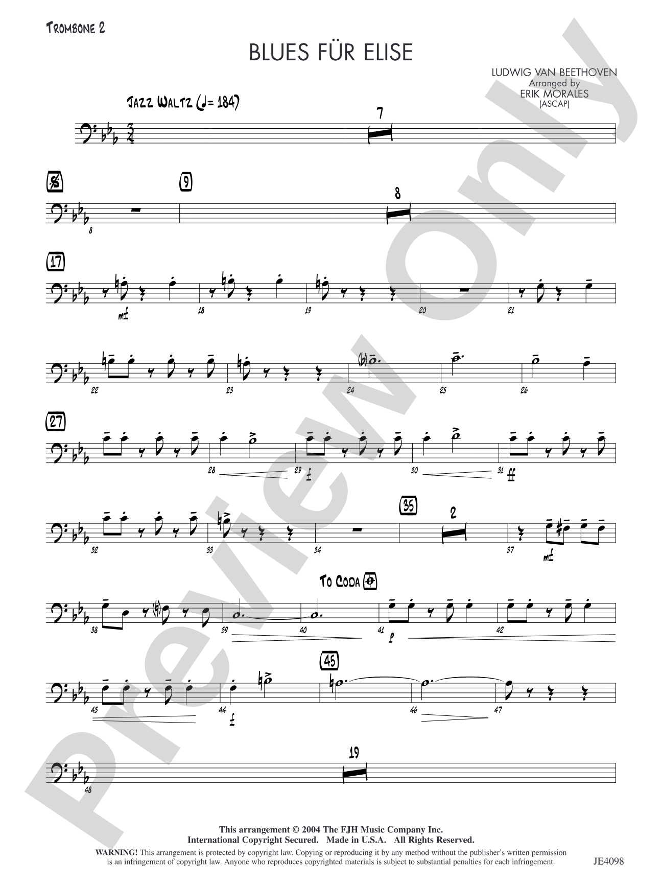Blues für Elise: Trombone 2