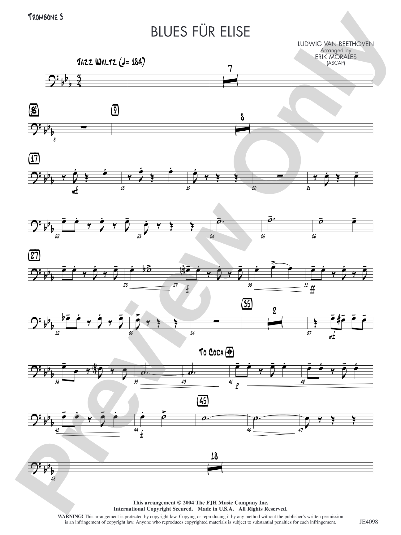 Blues für Elise: Trombone 3