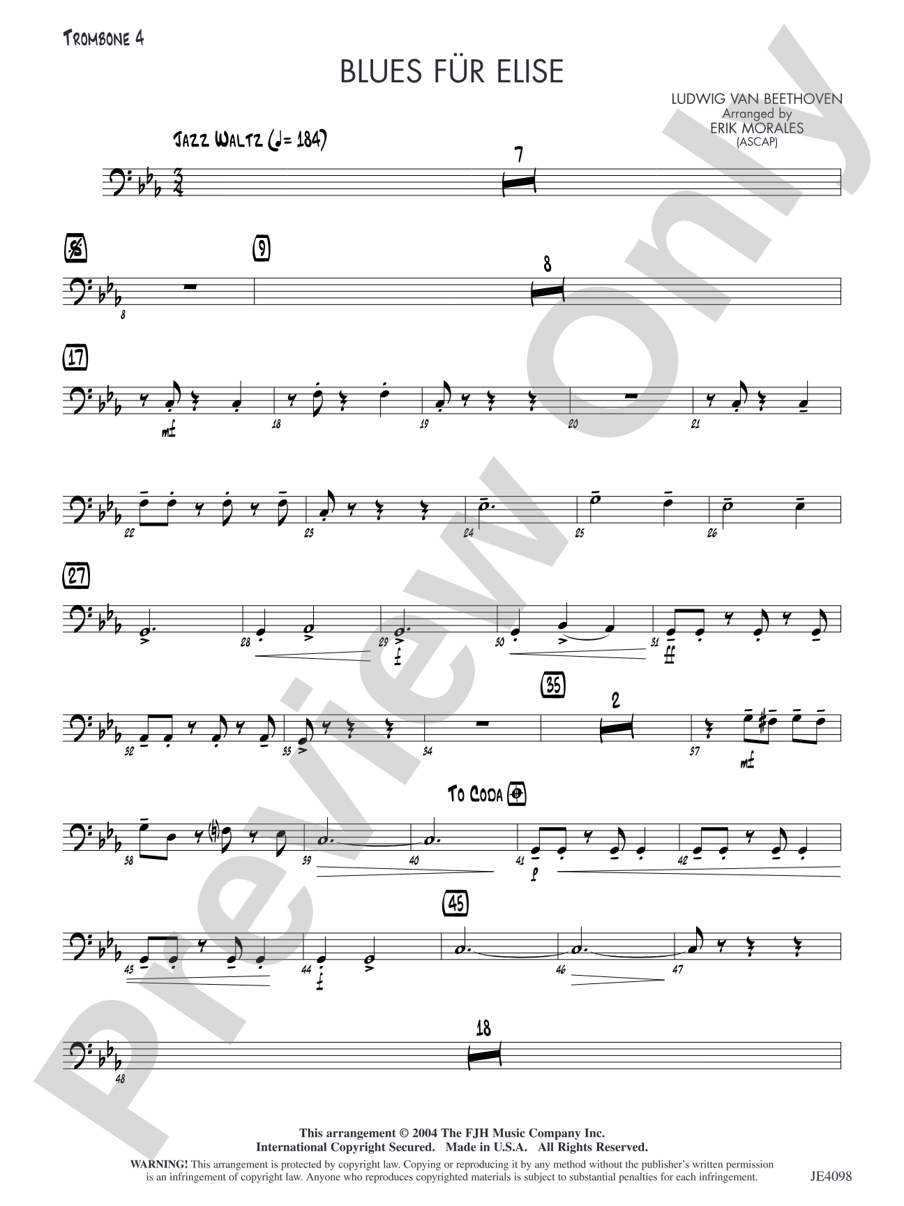 Blues für Elise: Trombone 4