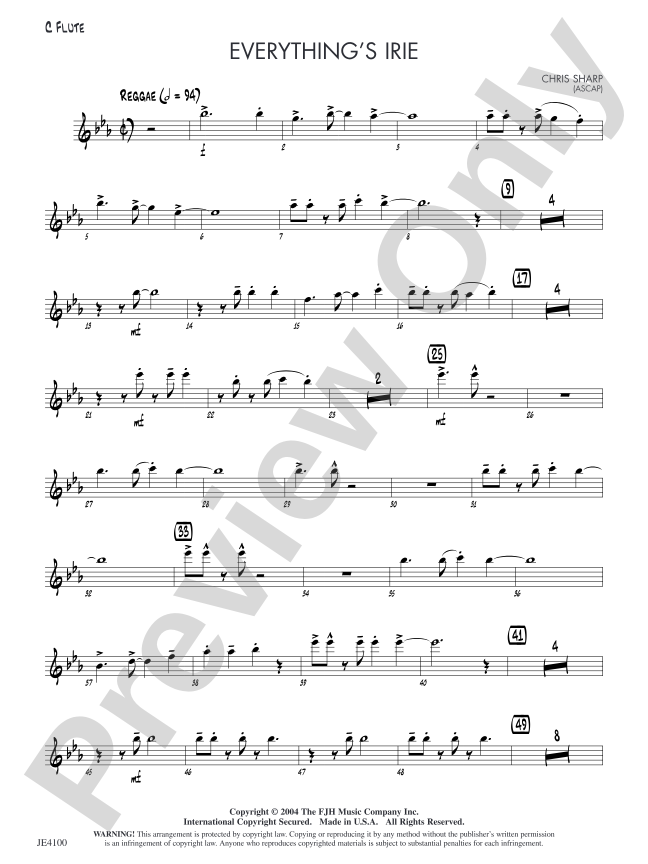 Everything's Irie: C Flute (Alternate Part)