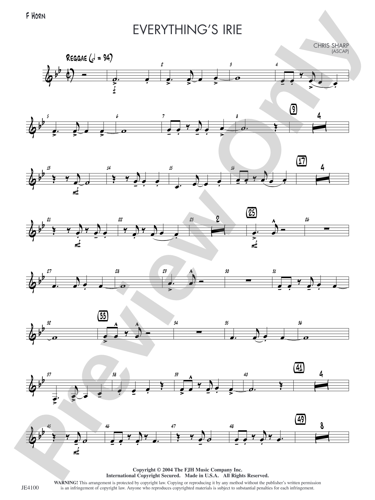 Everything's Irie: F Horn (Alternate Part)