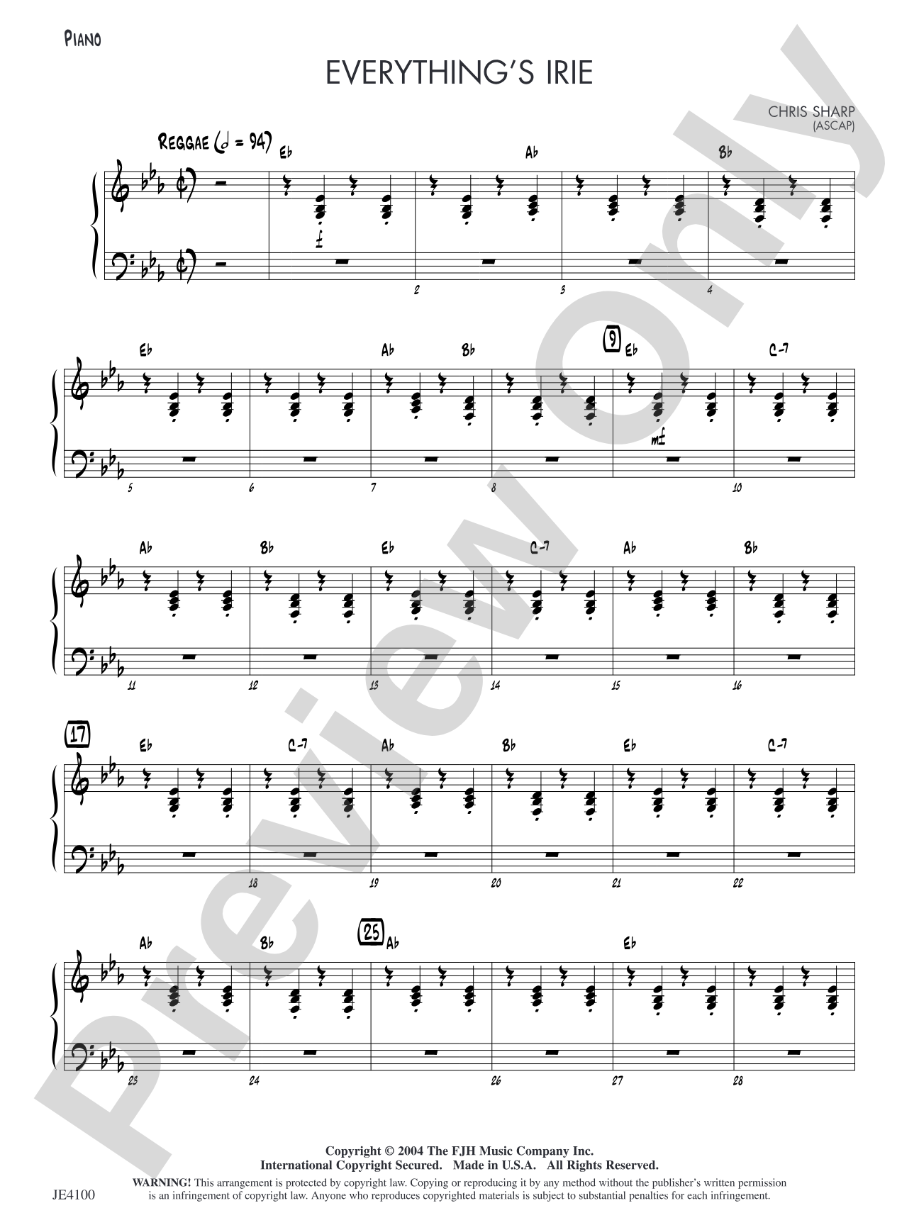 Everything's Irie: Piano