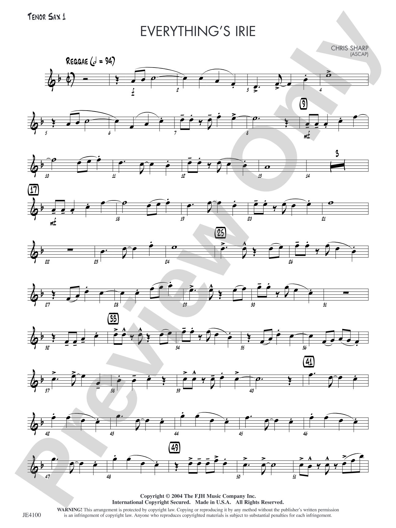 Everything's Irie: Tenor Sax 1