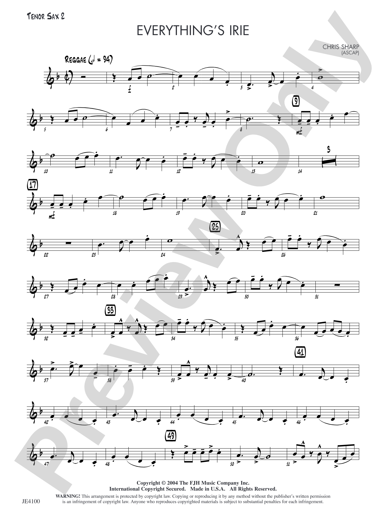 Everything's Irie: Tenor Sax 2