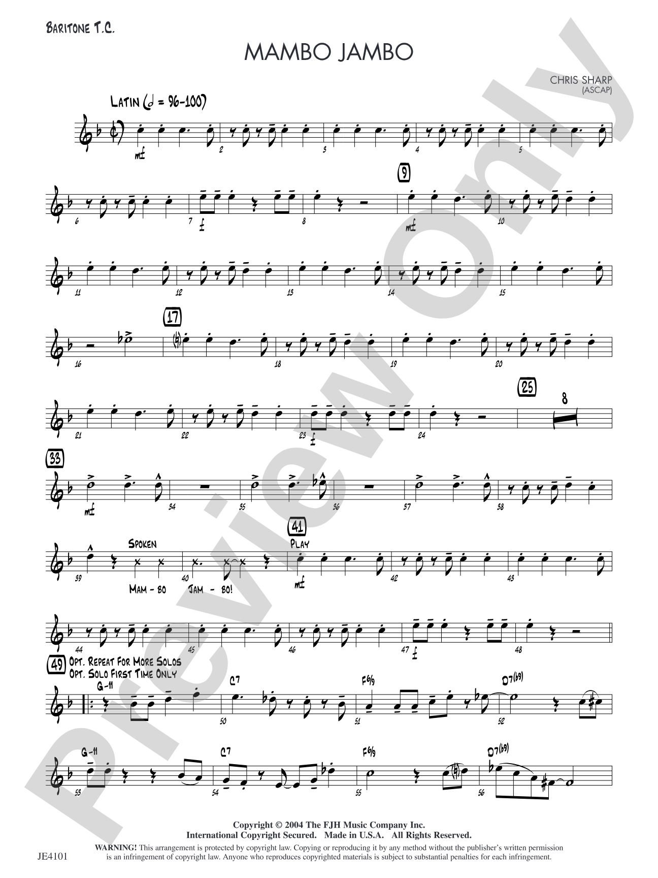 Mambo Jambo: Baritone T.C. (Alternate Part)