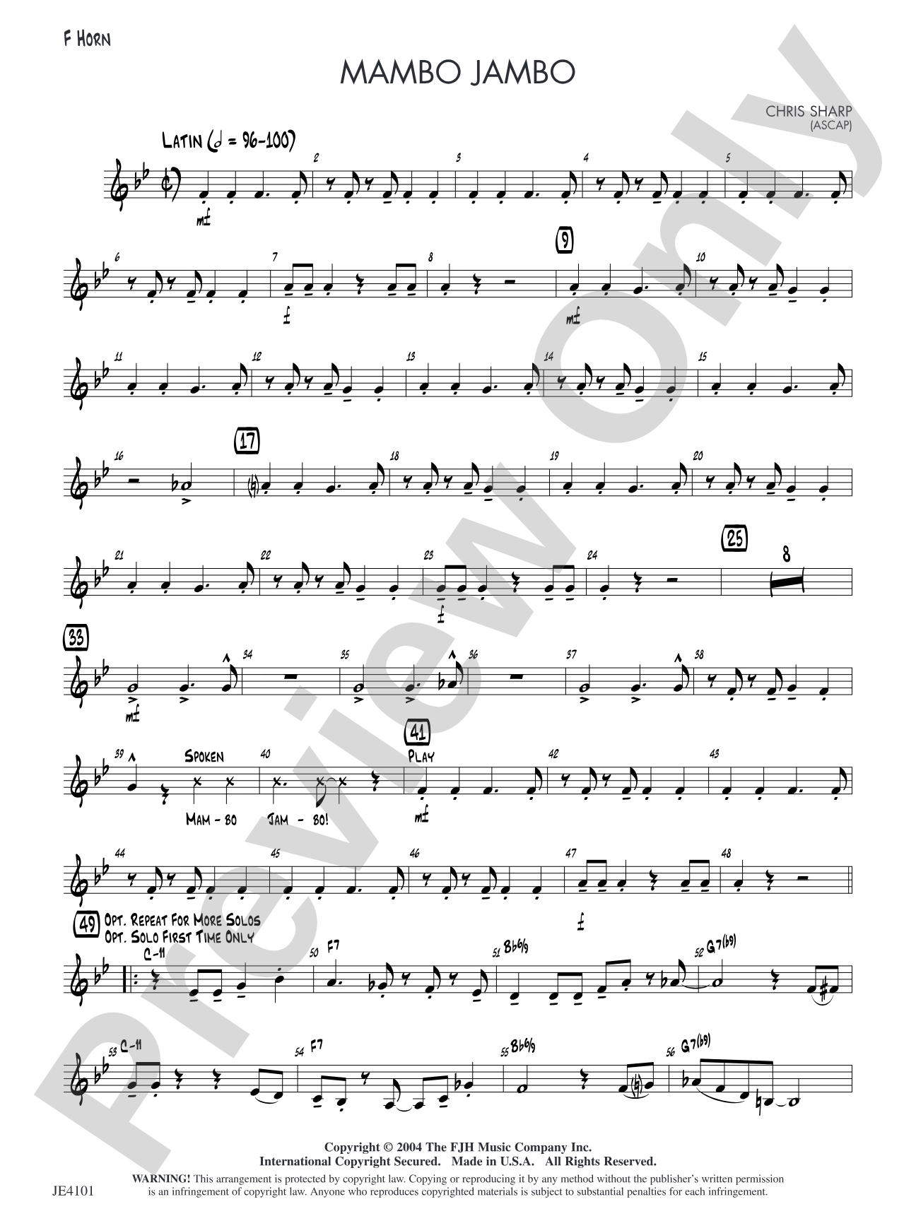 Mambo Jambo: F Horn (Alternate Part)