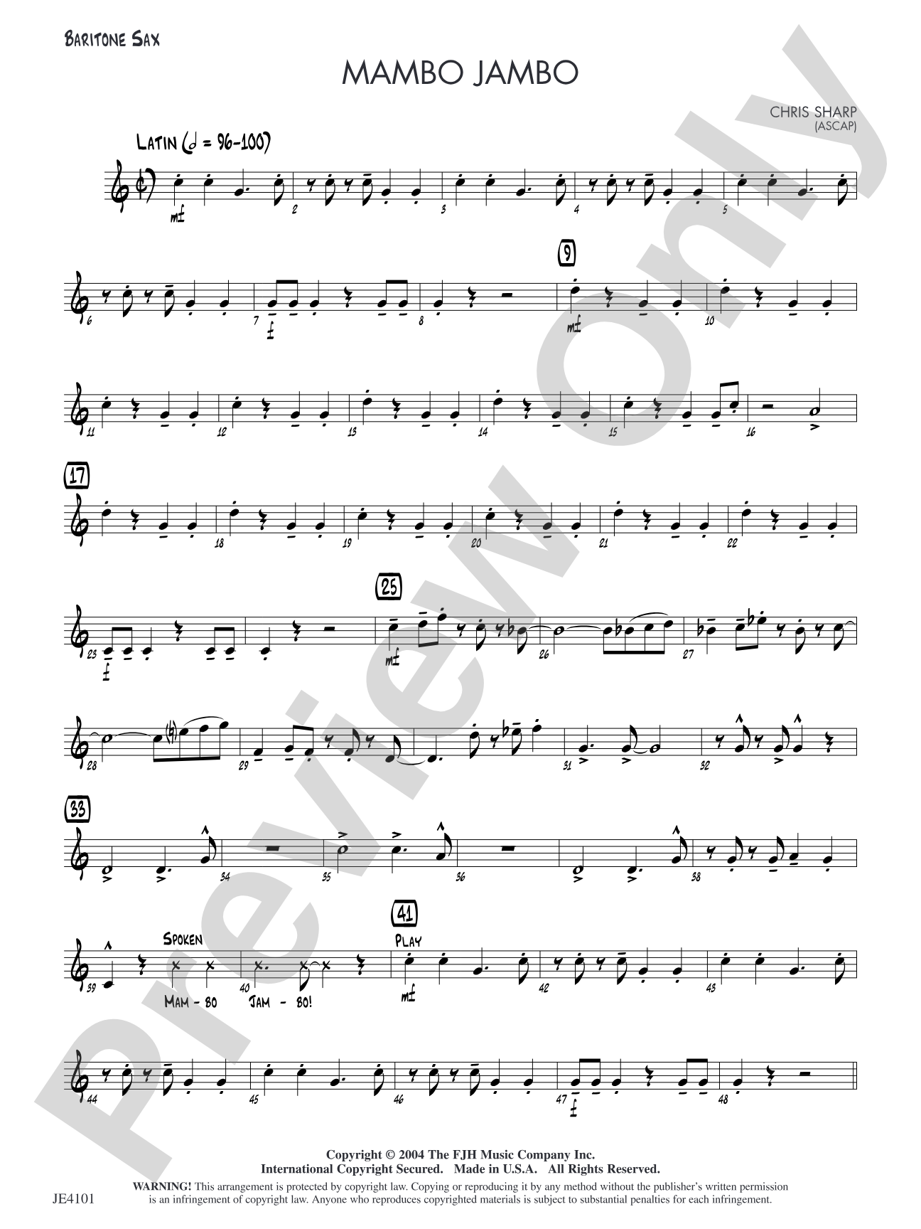 Mambo Jambo: Opt. Baritone Sax