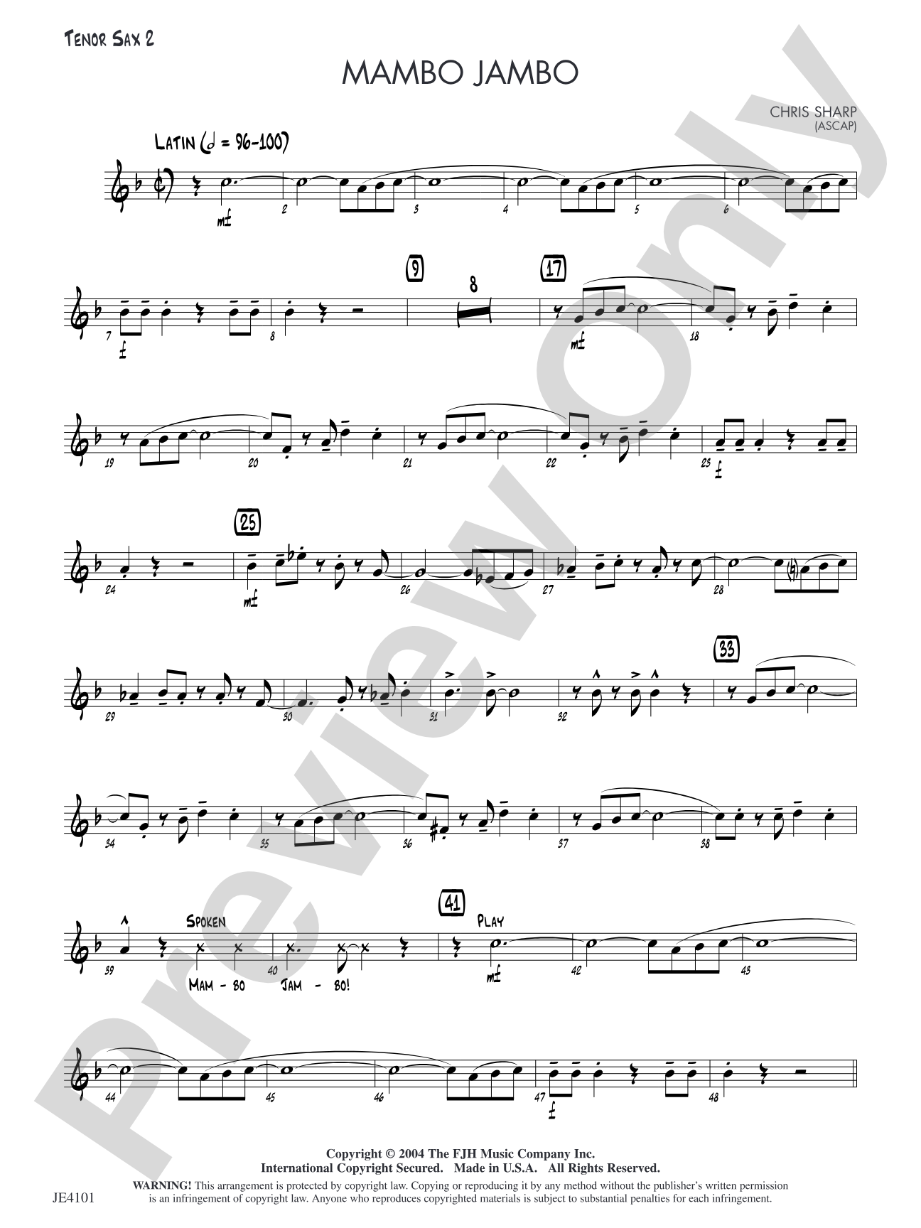 Mambo Jambo: Tenor Sax 2