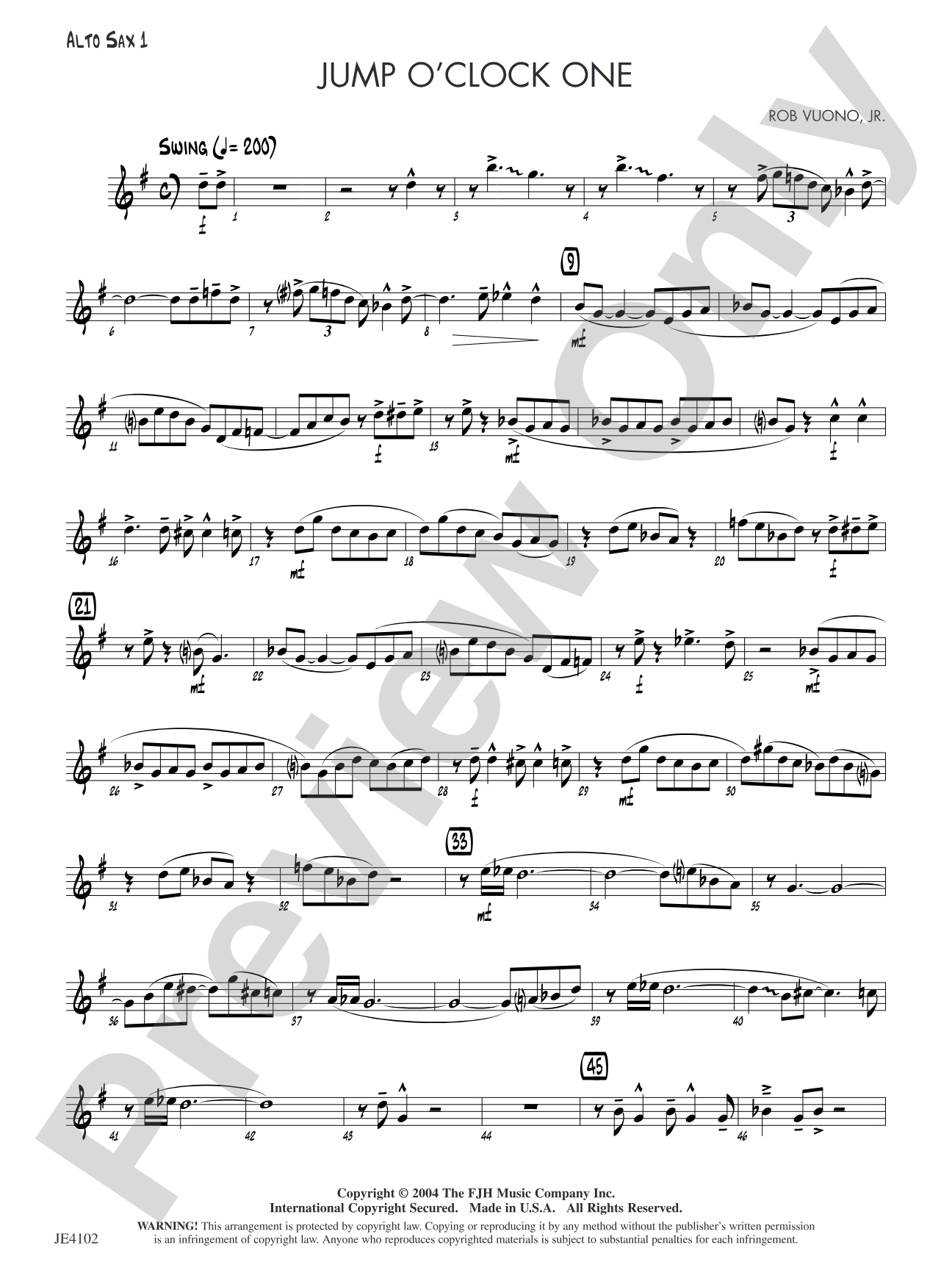 Jump O'Clock One: Alto Sax 1