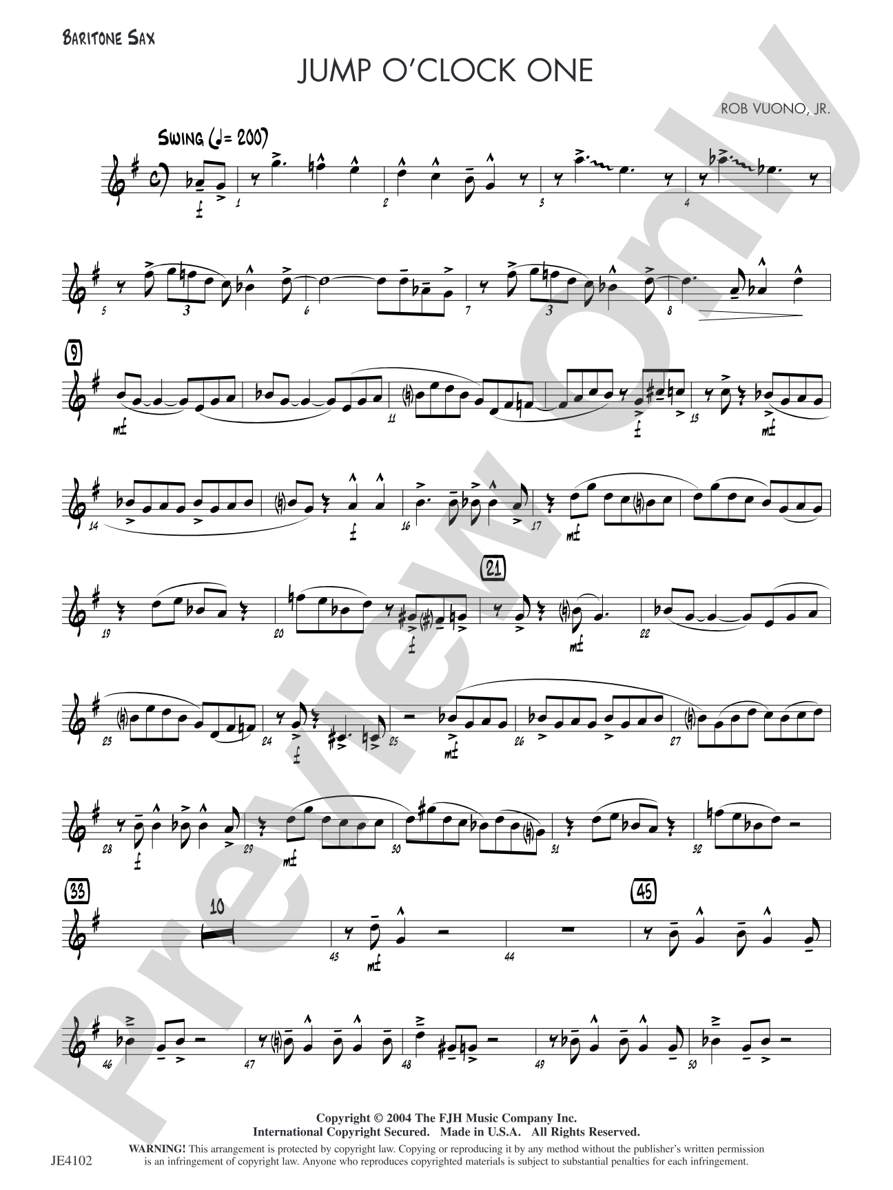 Jump O'Clock One: Baritone Sax