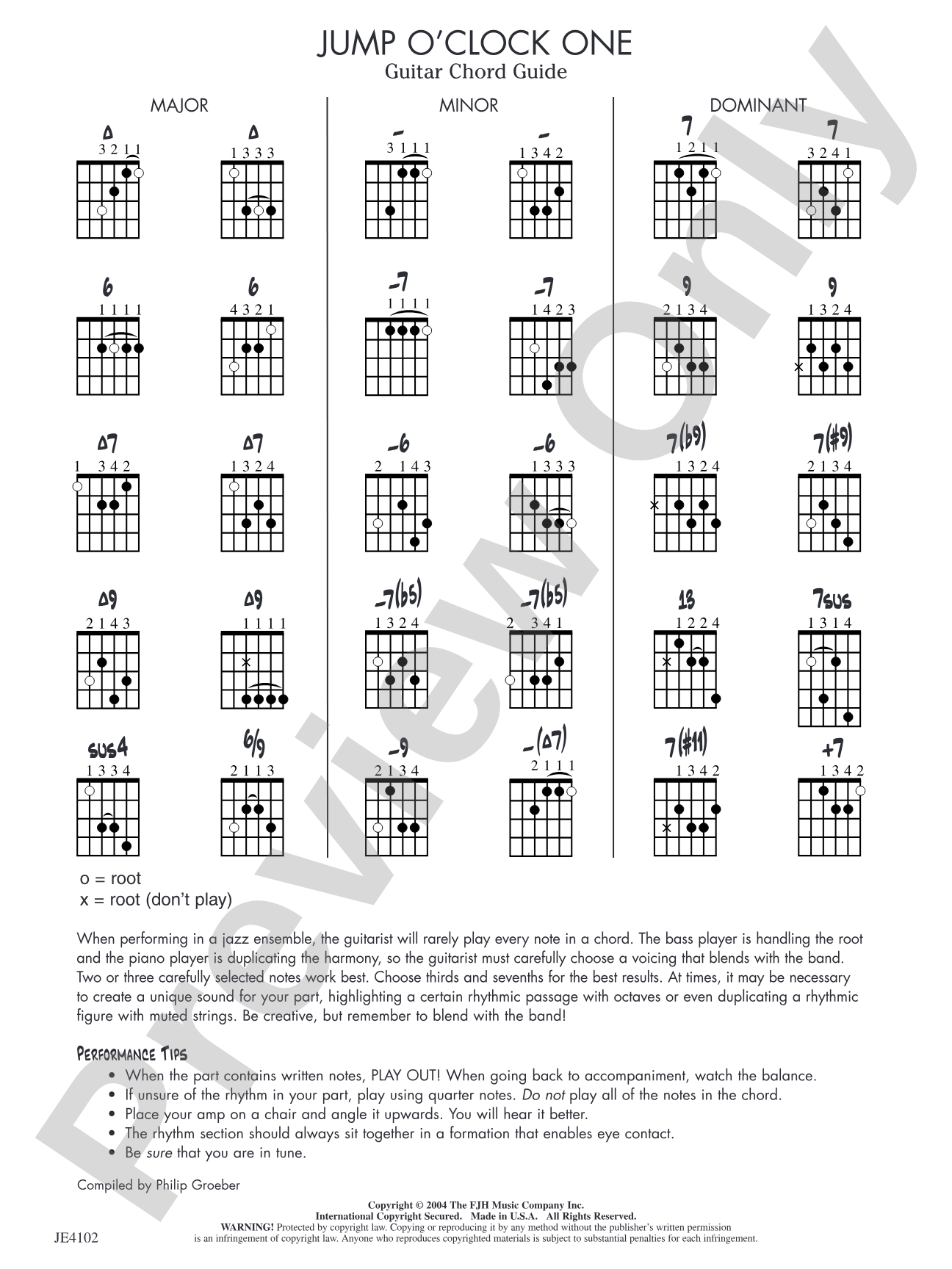 Jump O'Clock One: Guitar Chord Guide