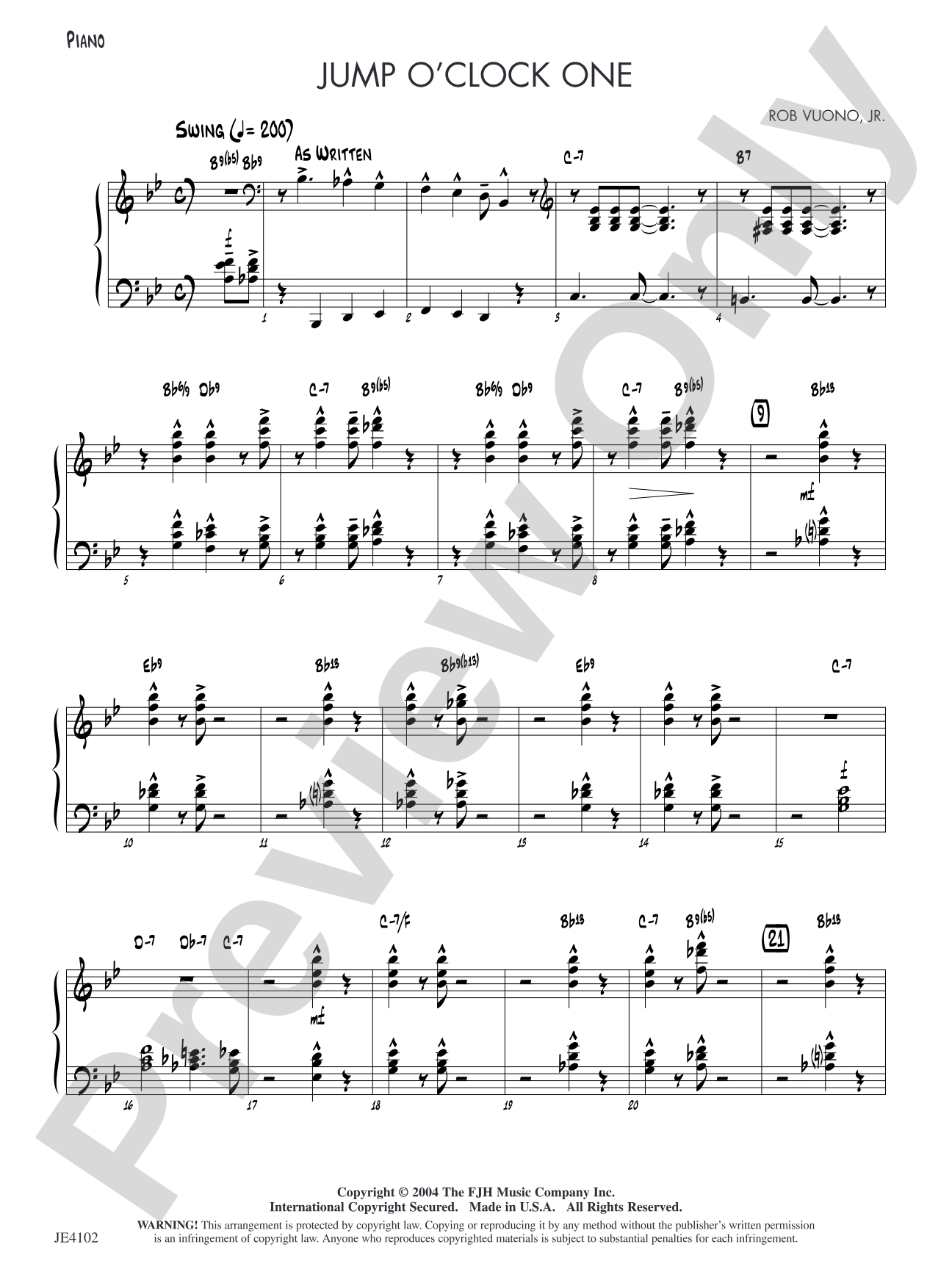 Jump O'Clock One: Piano