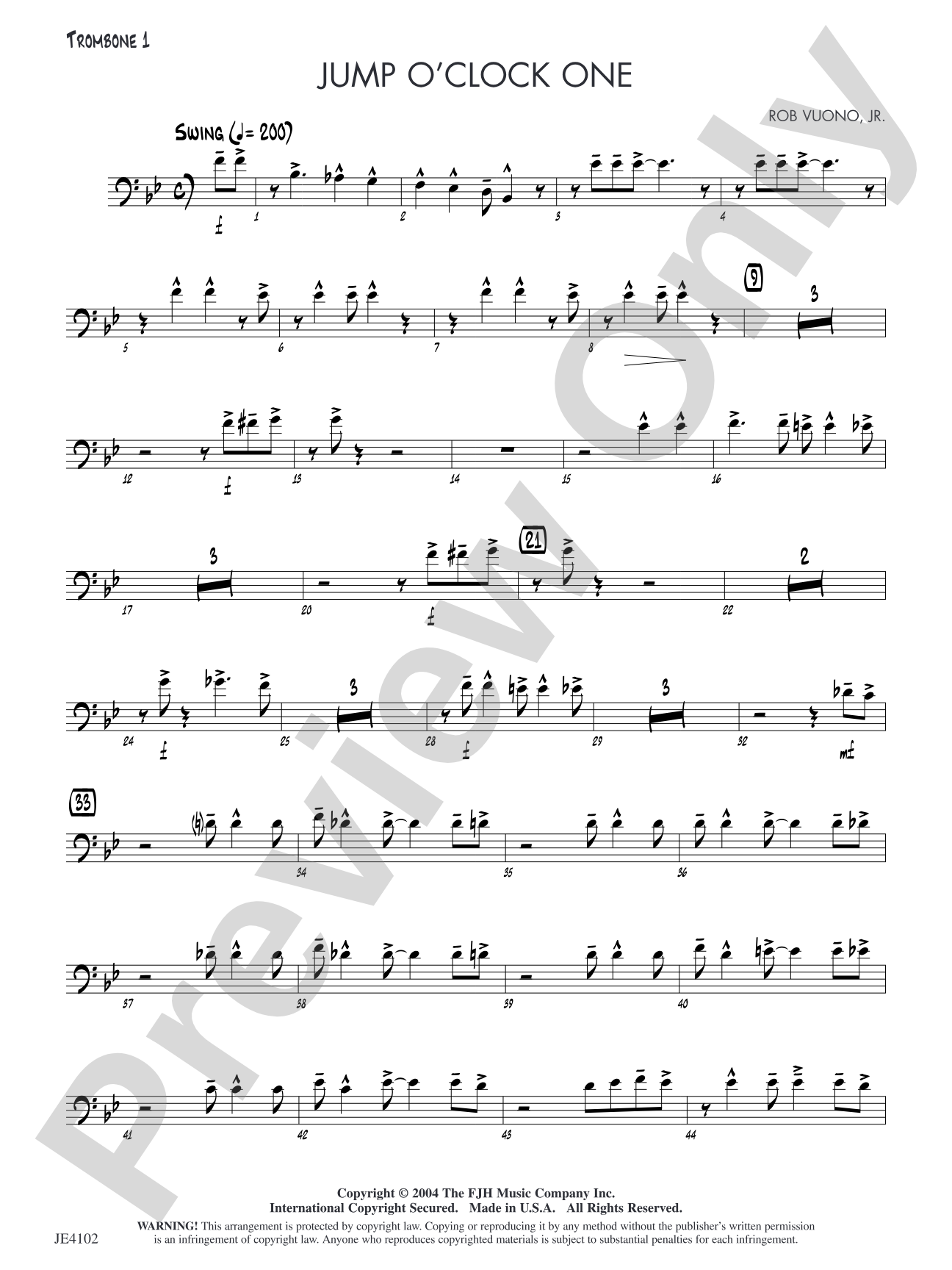 Jump O'Clock One: Trombone 1