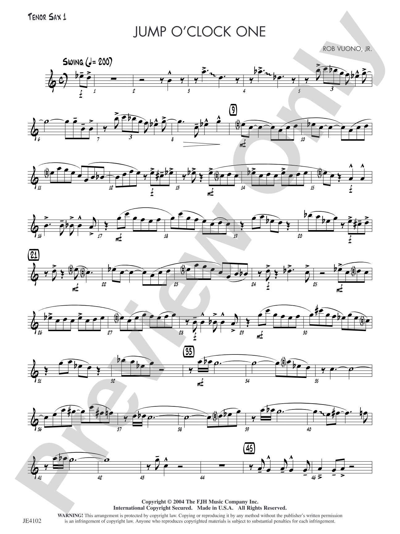 Jump O'Clock One: Tenor Sax 1