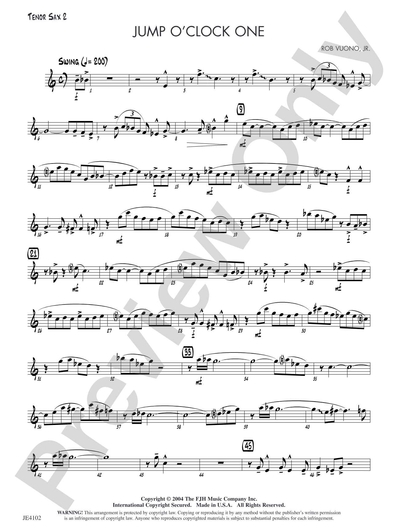 Jump O'Clock One: Tenor Sax 2
