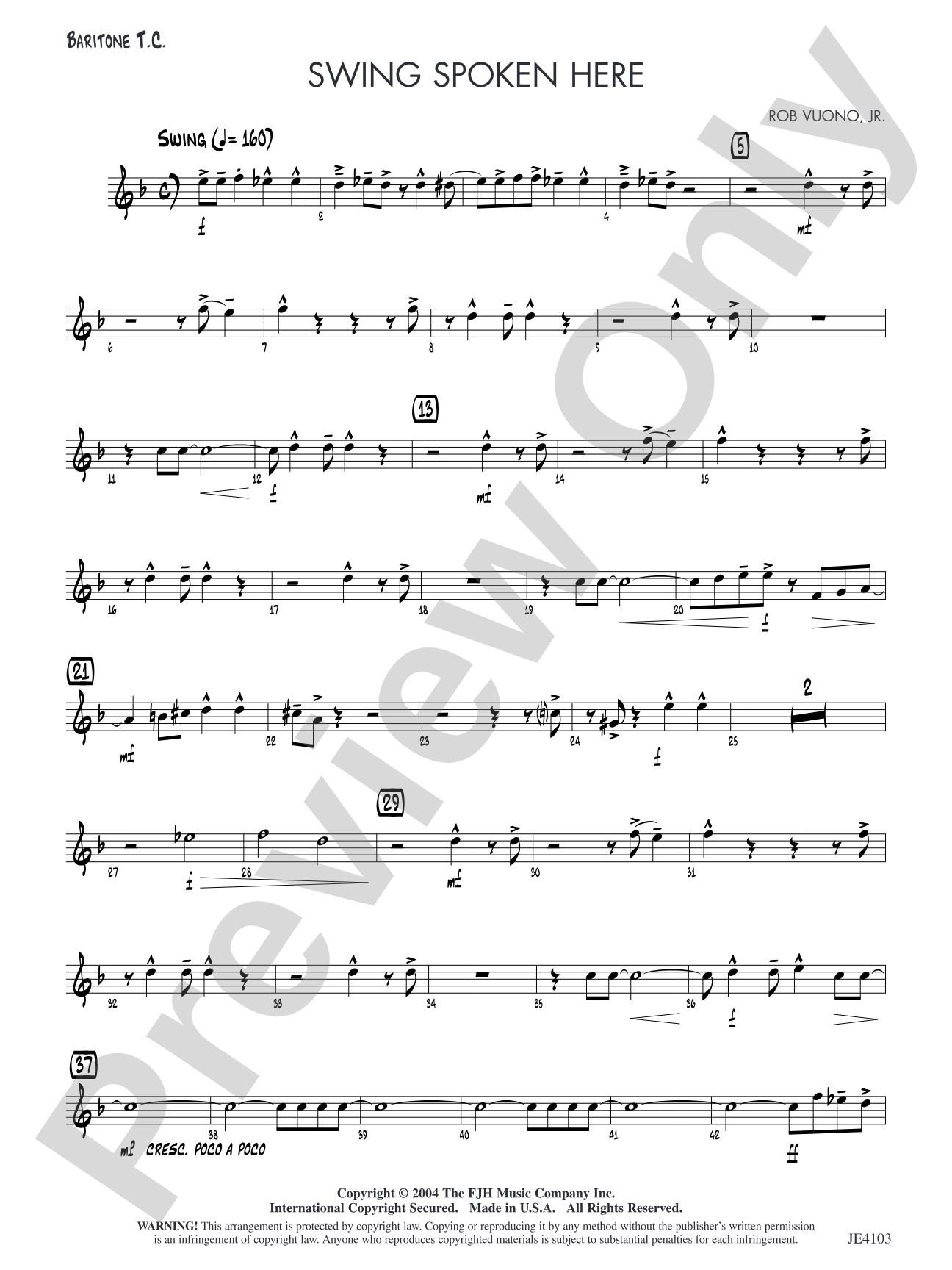 Swing Spoken Here: Baritone T.C. (Alternate Part)